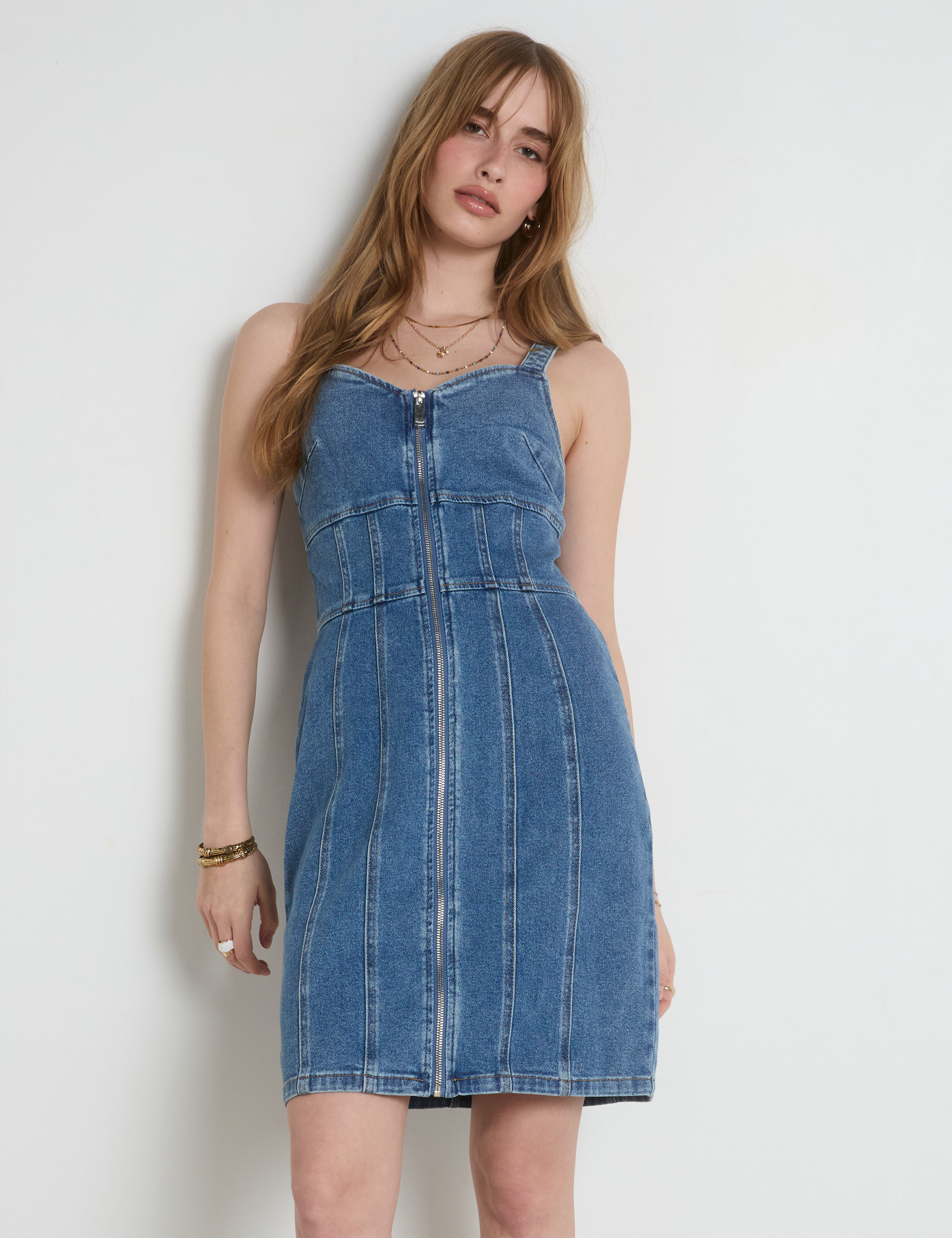 mini fitted denim dress stone wash denim women Mini fitted denim dress stone wash denim women