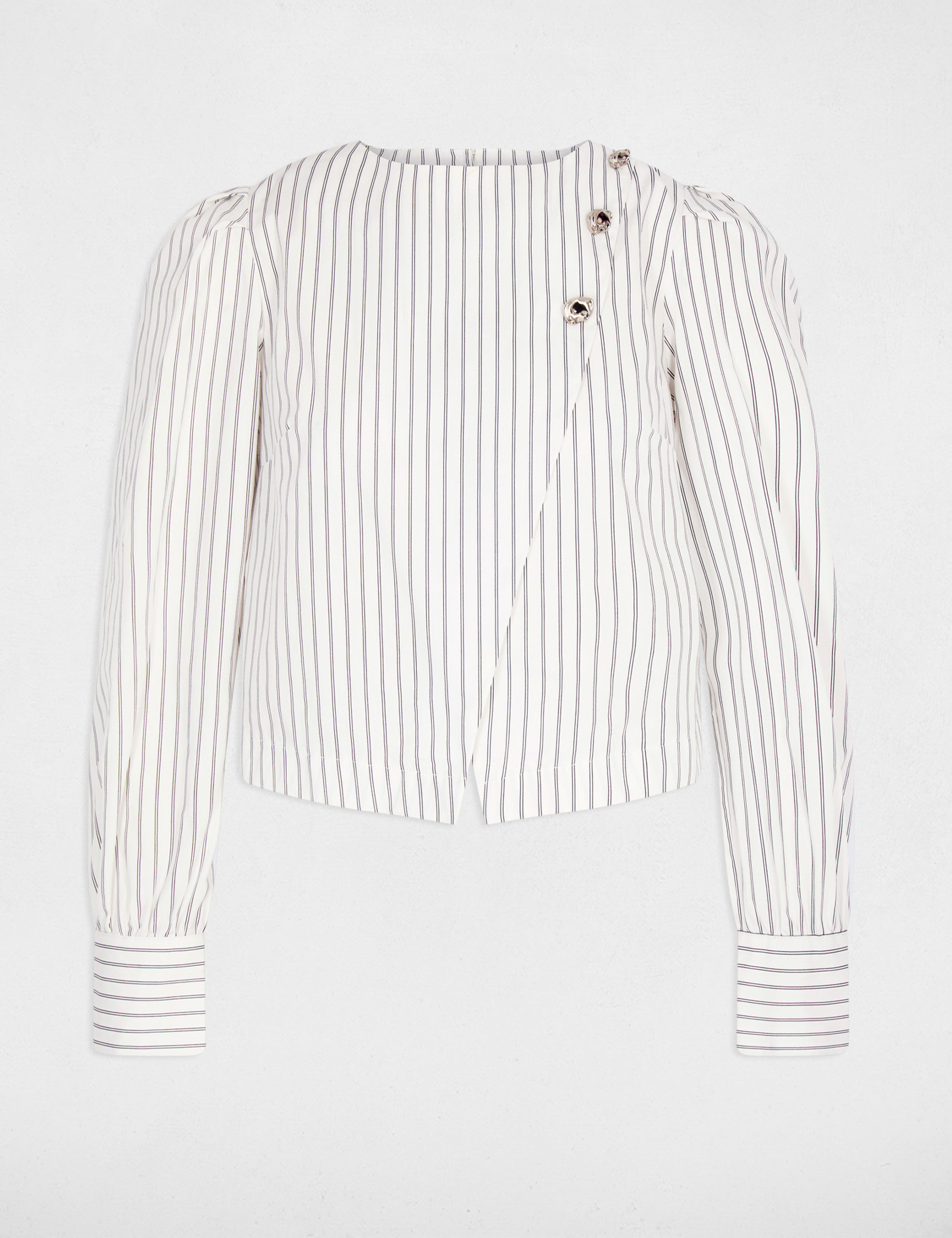 Striped wrap blouse white women