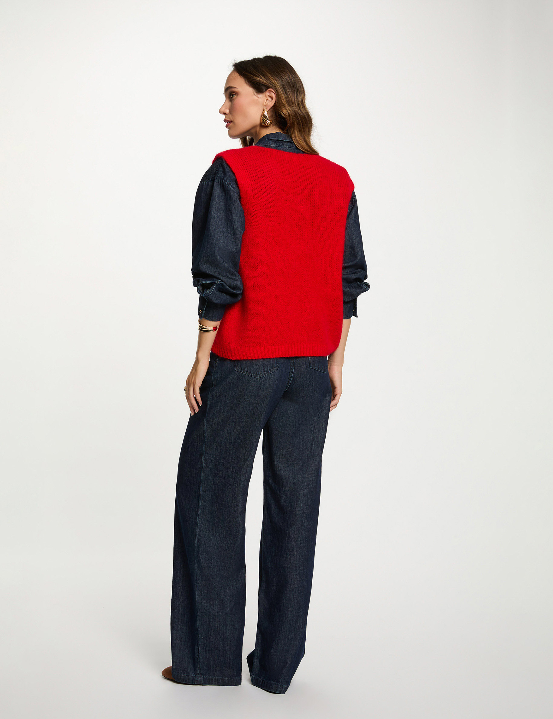 Sleeveless sweater red women
