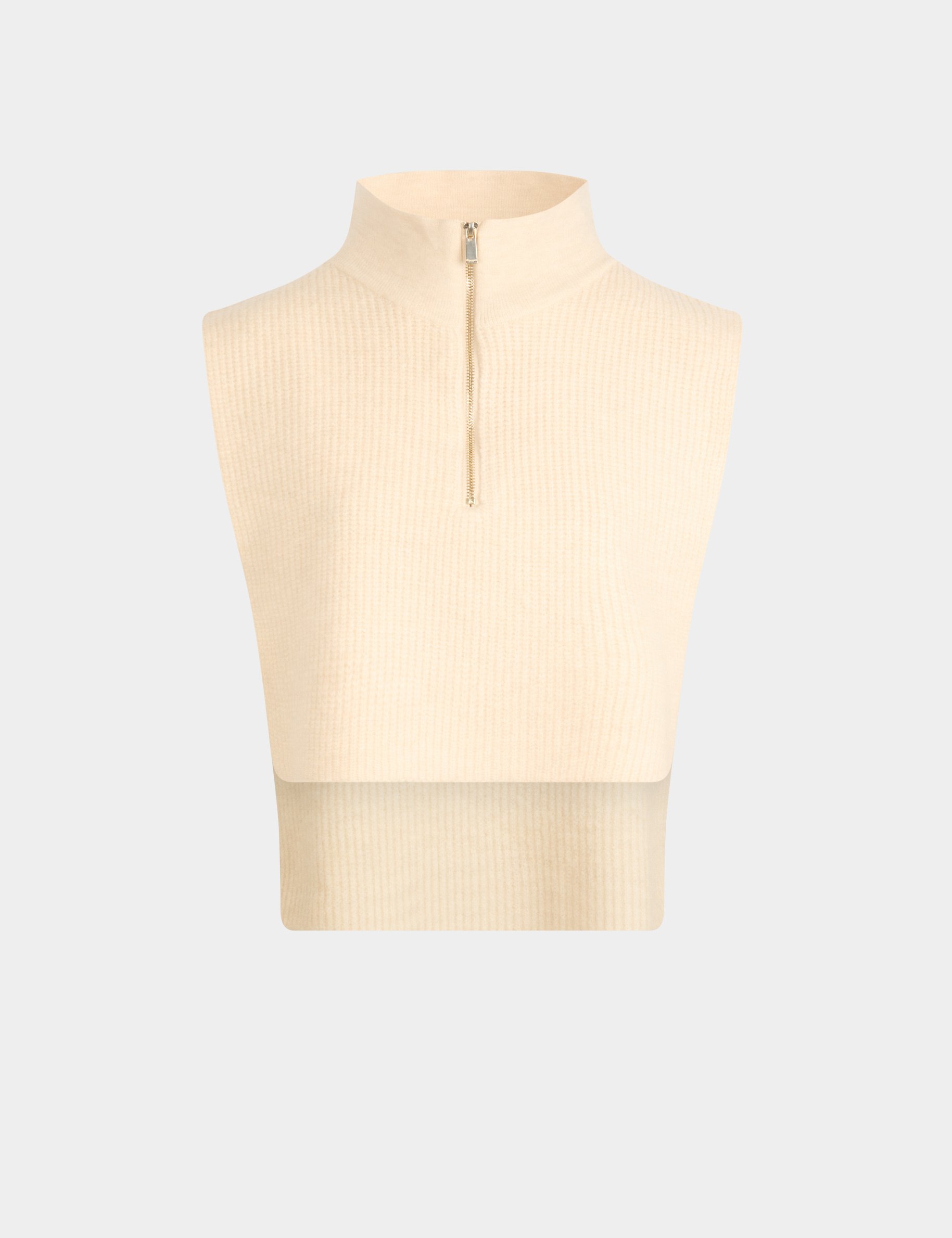 Zip-up poncho ivory women
