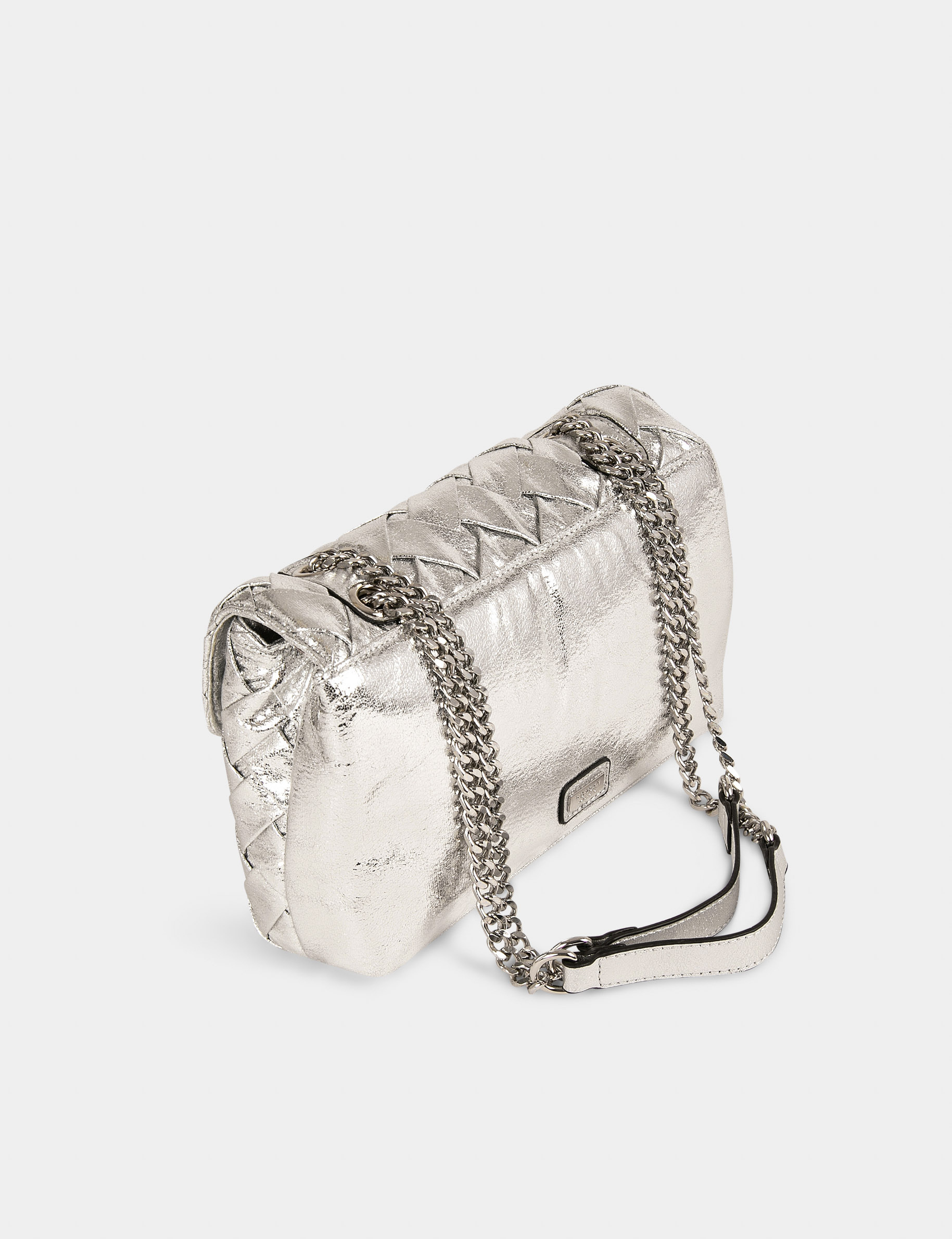 Quilted bag with chain strap silver ladies'