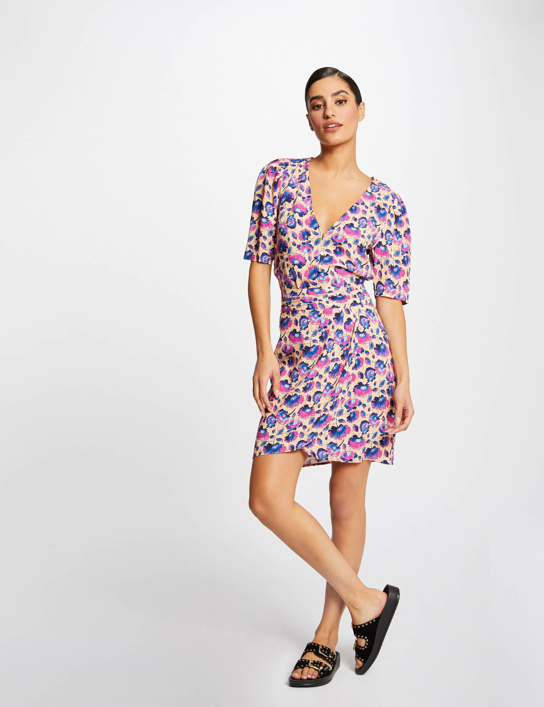 Short-sleeved blouse floral print multico ladies'
