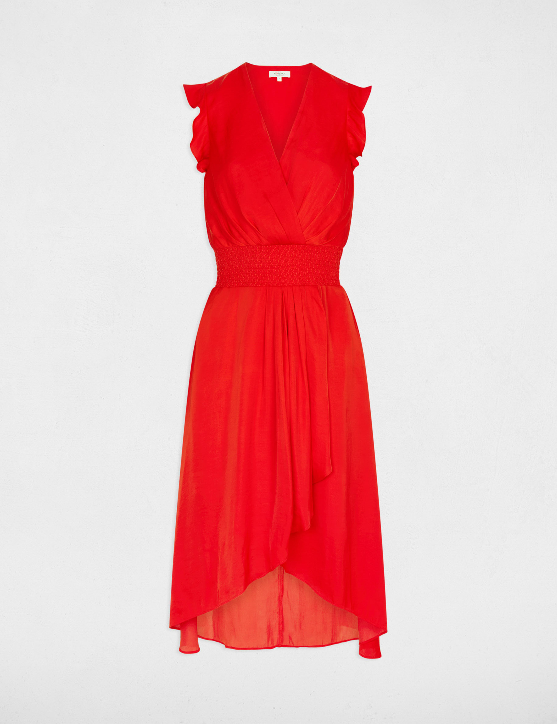 Sleeveless loose straight dress bright red women