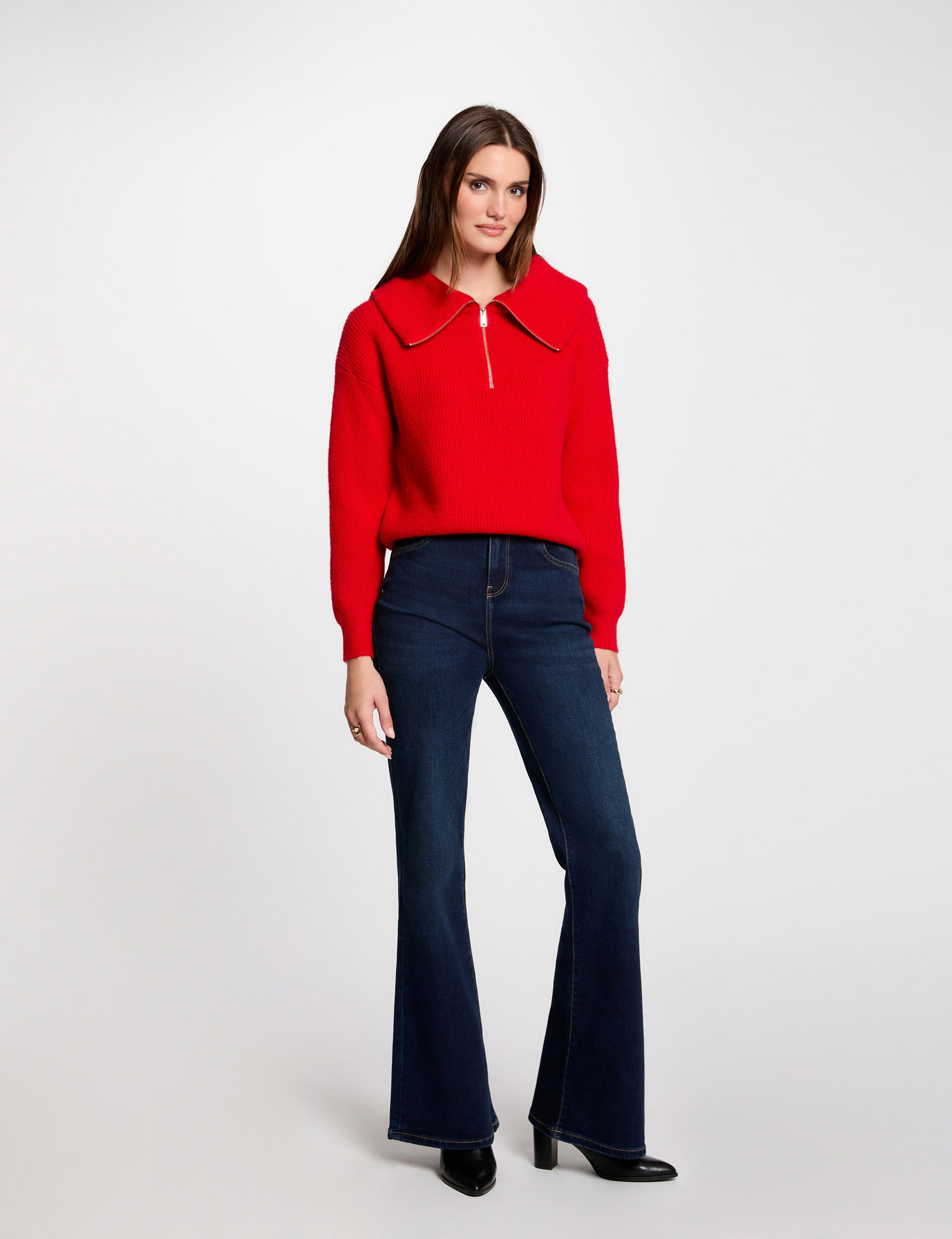 jumper with zipped rollneck red women Jumper with zipped-rollneck red women