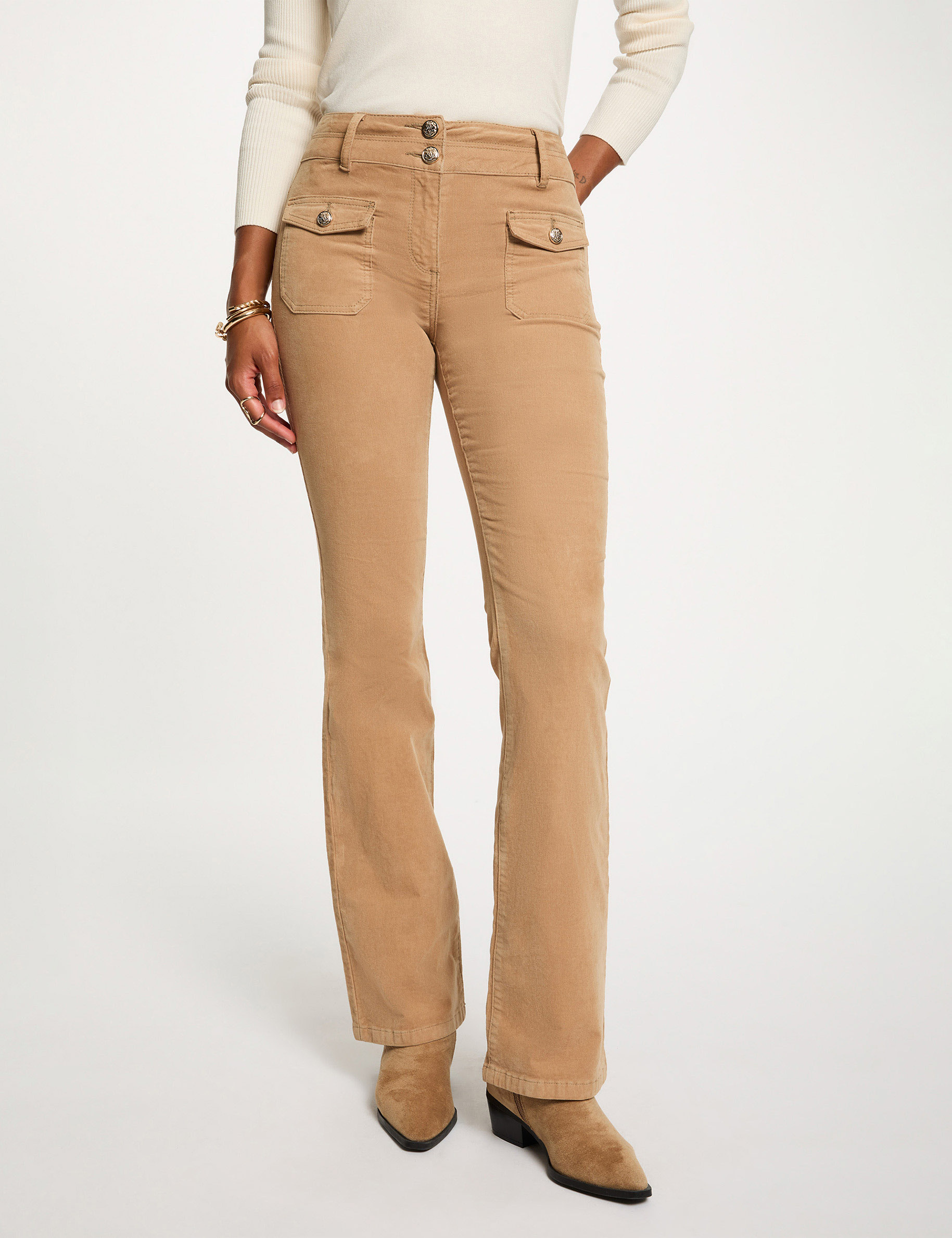 pantalon ajuste velours sable femme Pantalon ajusté velours sable femme