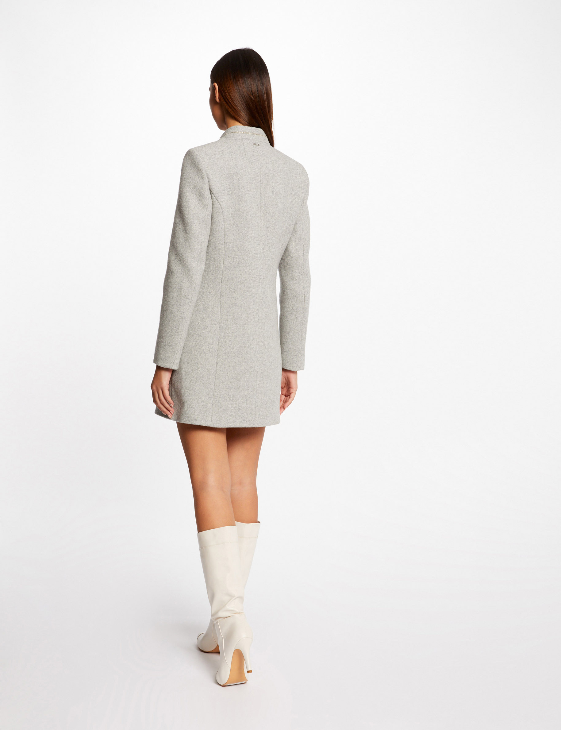 Buttoned waisted coat light grey ladies' Buttoned waisted coat light grey ladies'
