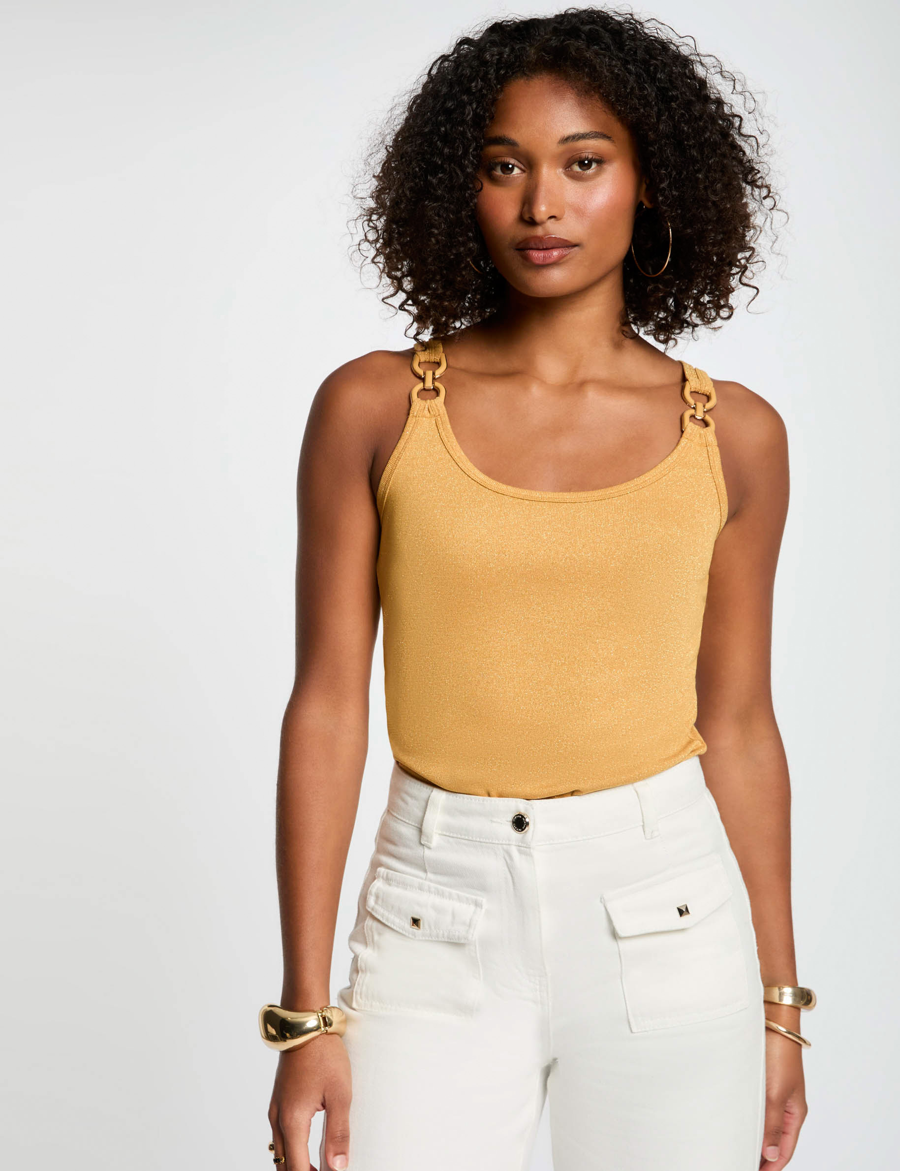 debardeur sans manches jaune moutarde femme Débardeur sans manches jaune moutarde femme