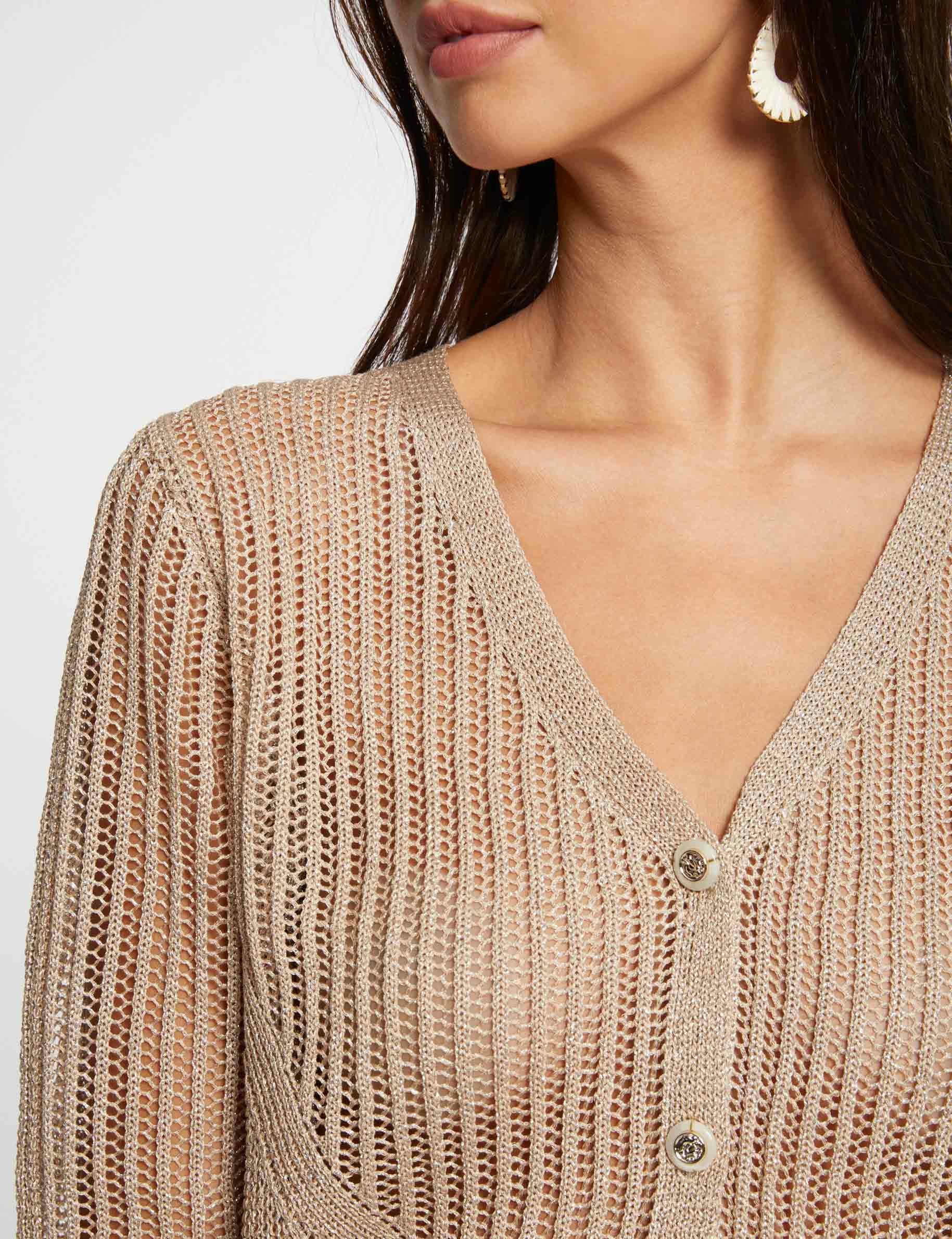 openwork long sleeved cardigan gold yellow women Openwork long-sleeved cardigan gold yellow women