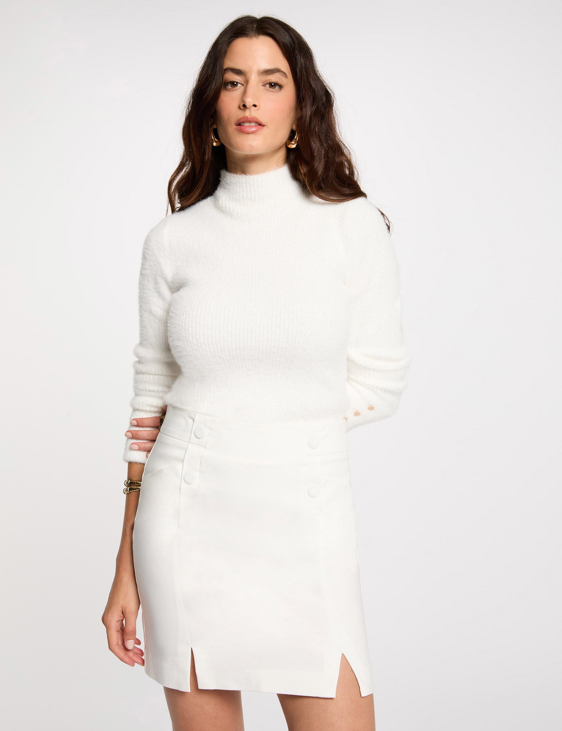 mini skirt with buttons ivory women Mini skirt with buttons ivory women