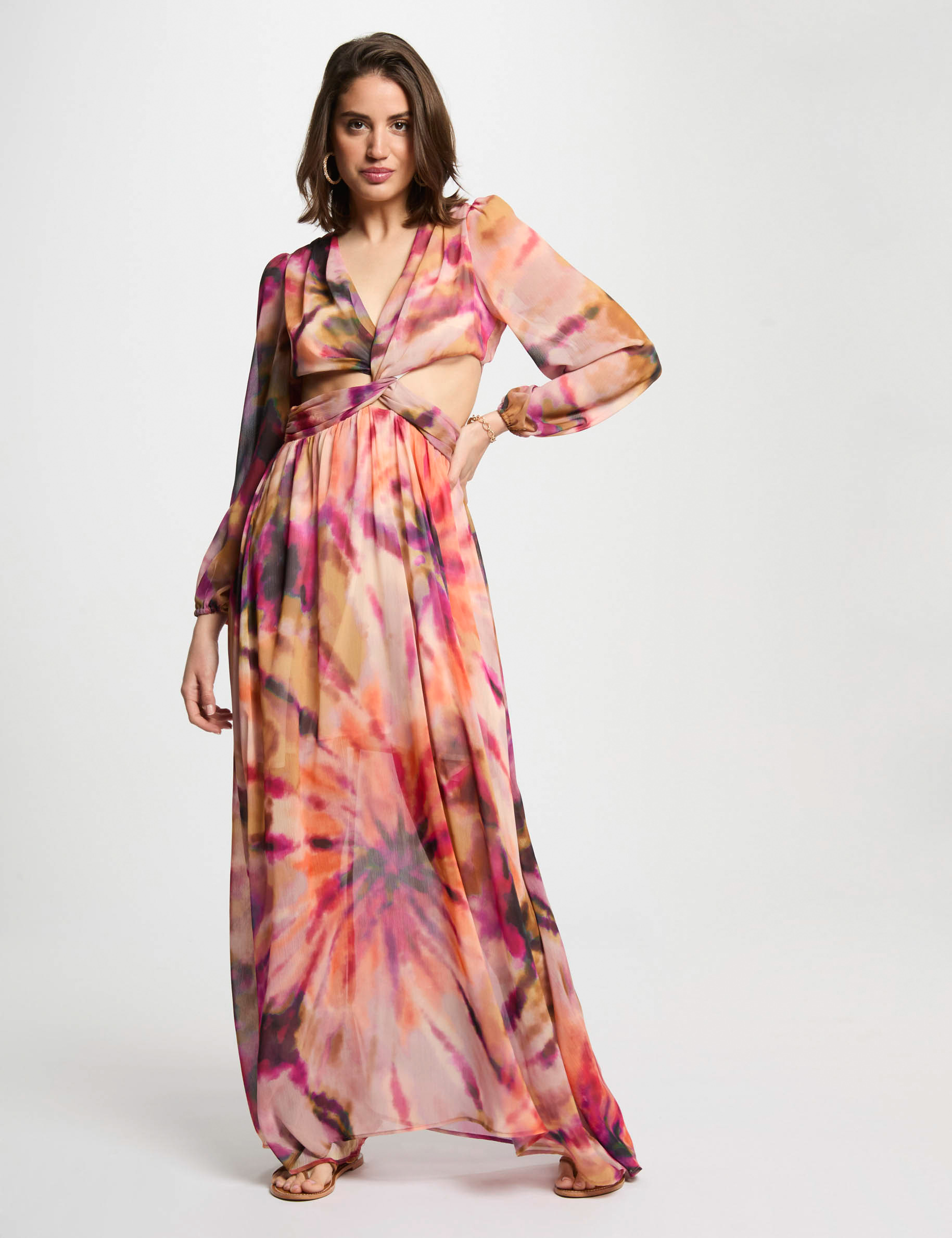 printed maxi straight dress multicolor women Printed maxi straight dress multicolor women