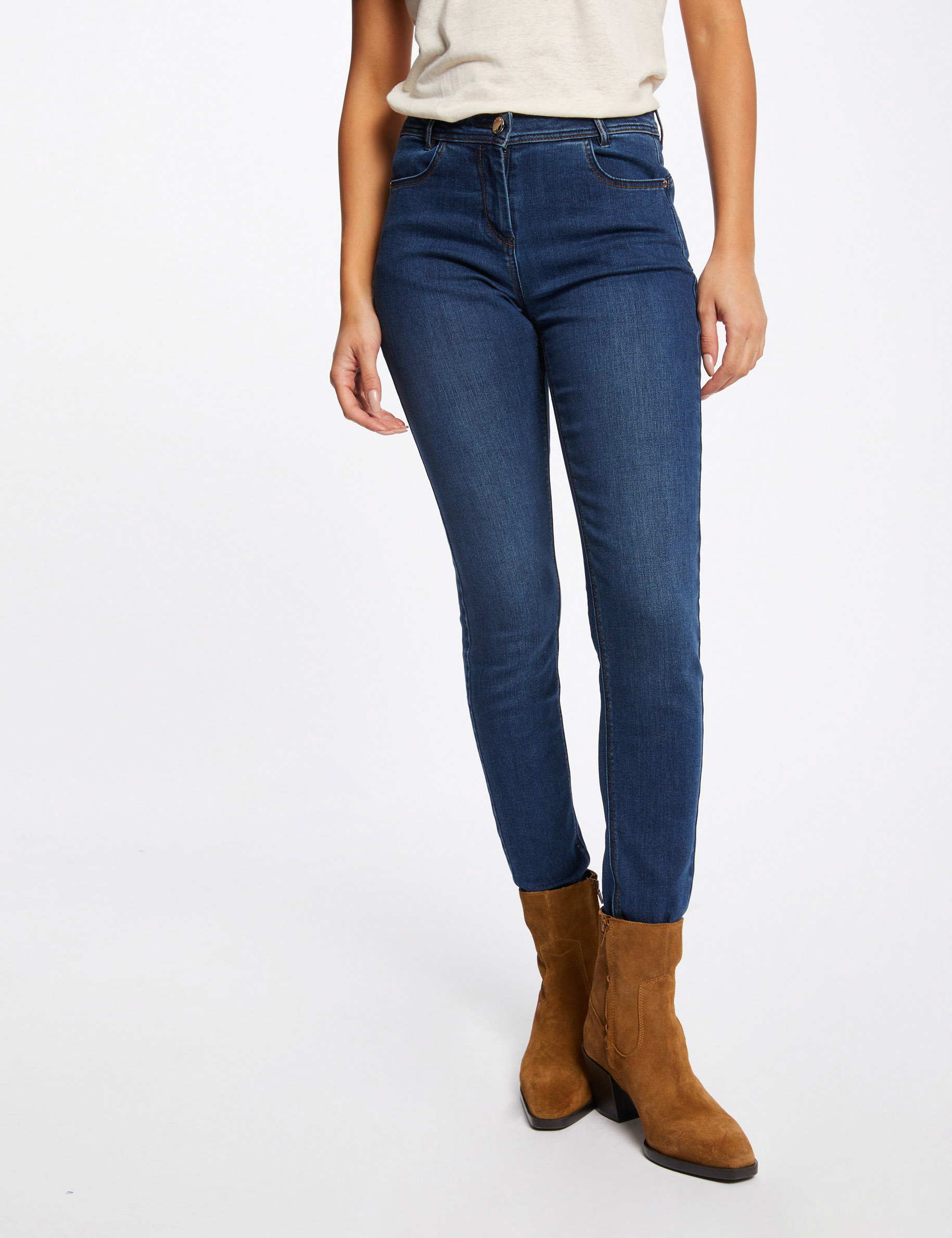 Standard waisted slim jeans stone denim ladies'