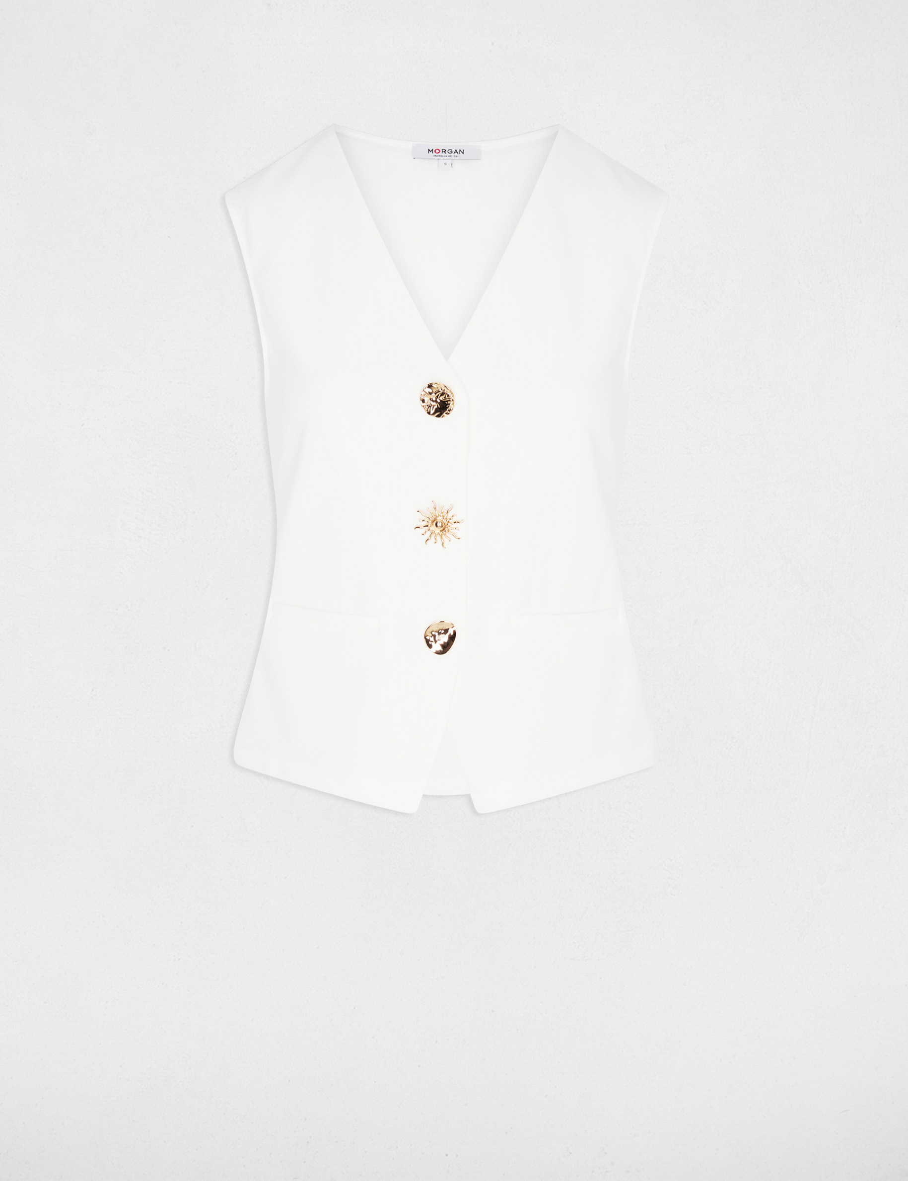 Sleeveless v-neck cardigan white women