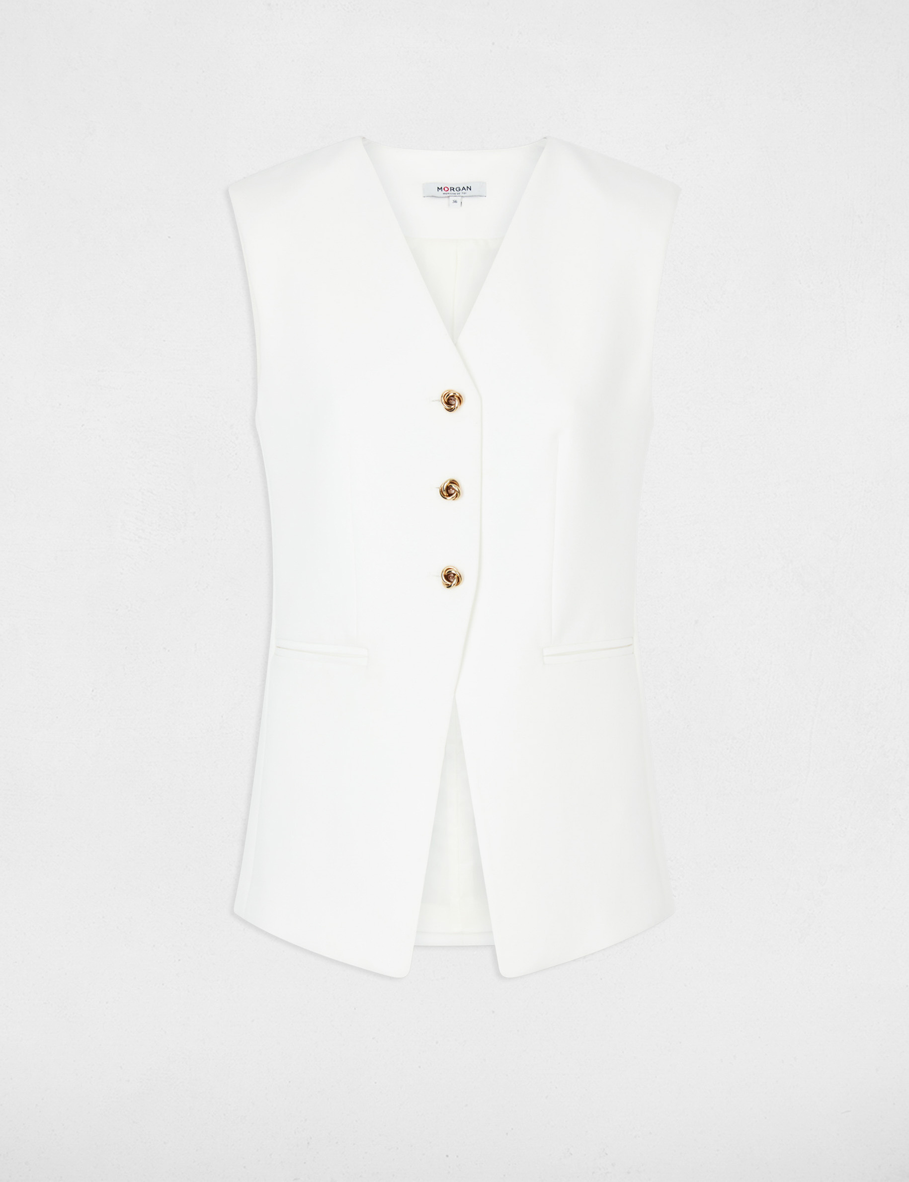 Fitted sleeveless jacket white women