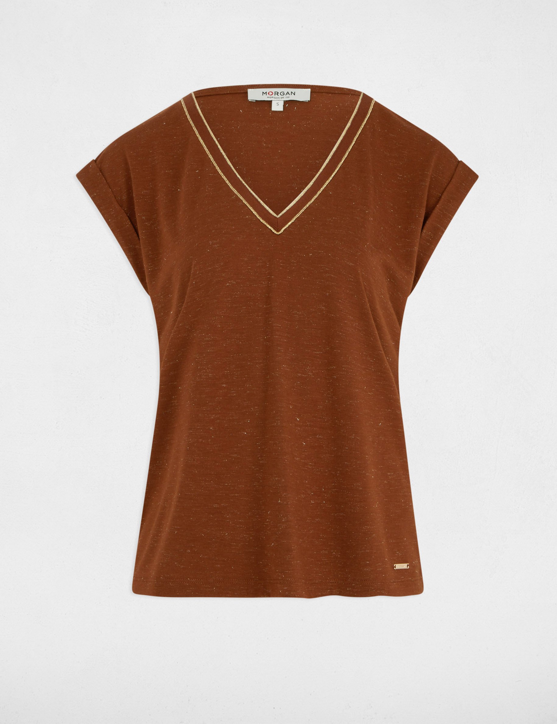 short sleeved t shirt cognac brown women Short-sleeved t-shirt cognac brown women