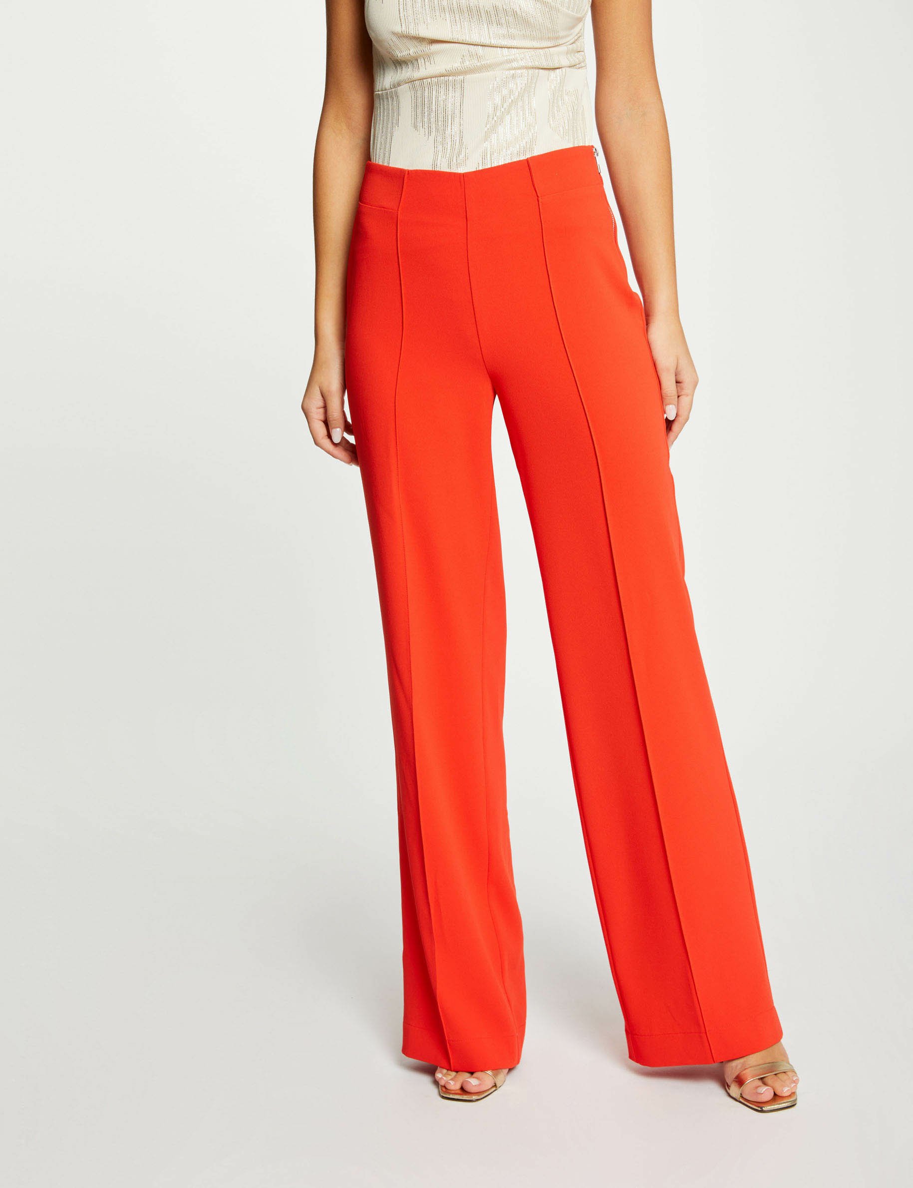 loose wide leg trousers dark orange women Loose wide leg trousers dark orange women