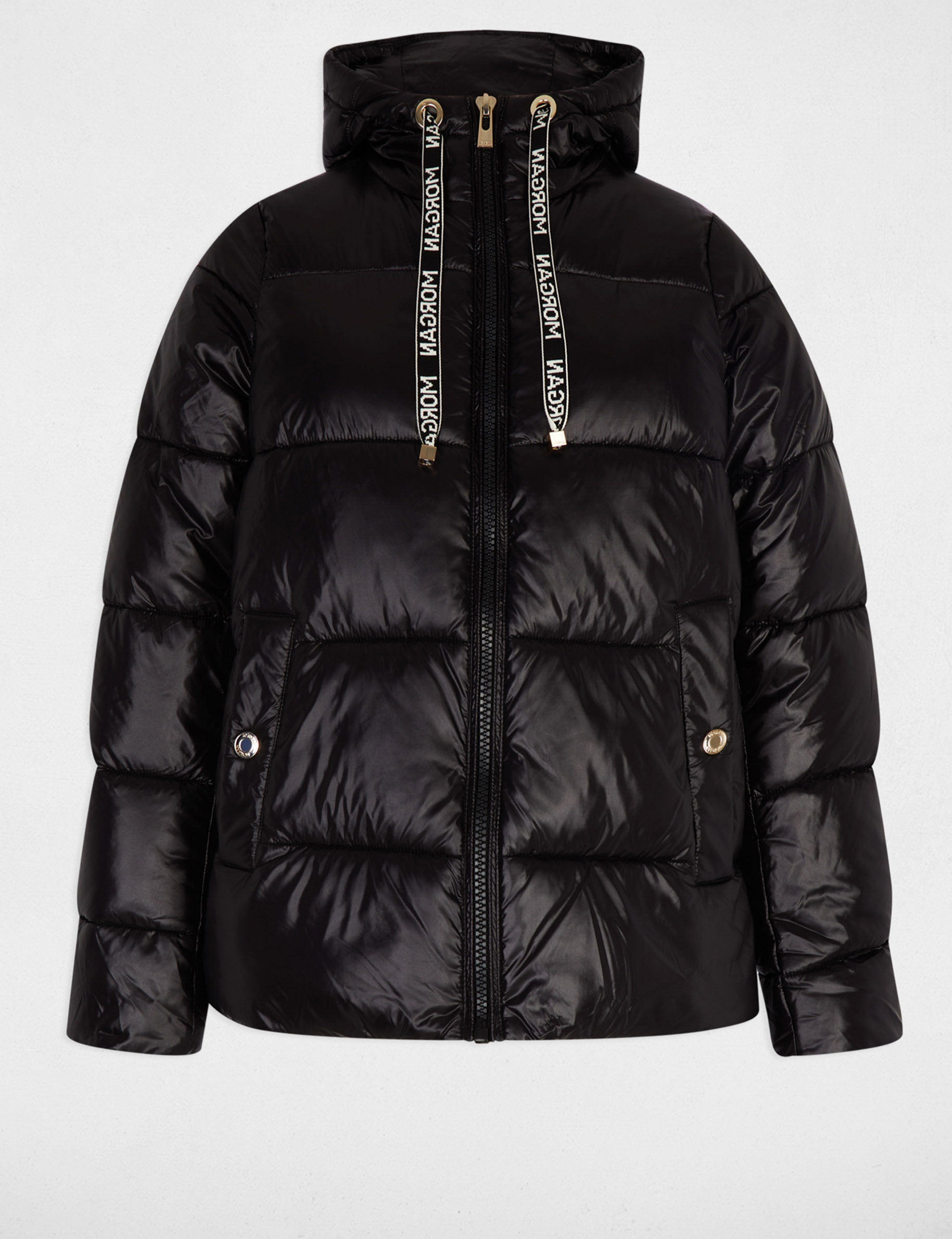 shiny cropped puffer jacket black women Shiny cropped puffer jacket black women