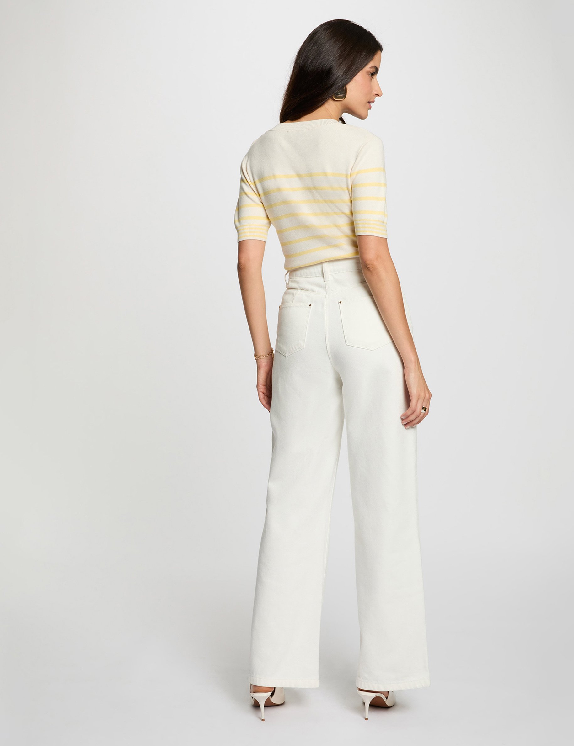 stripped jumper short sleeves ivory women Stripped jumper short-sleeves ivory women