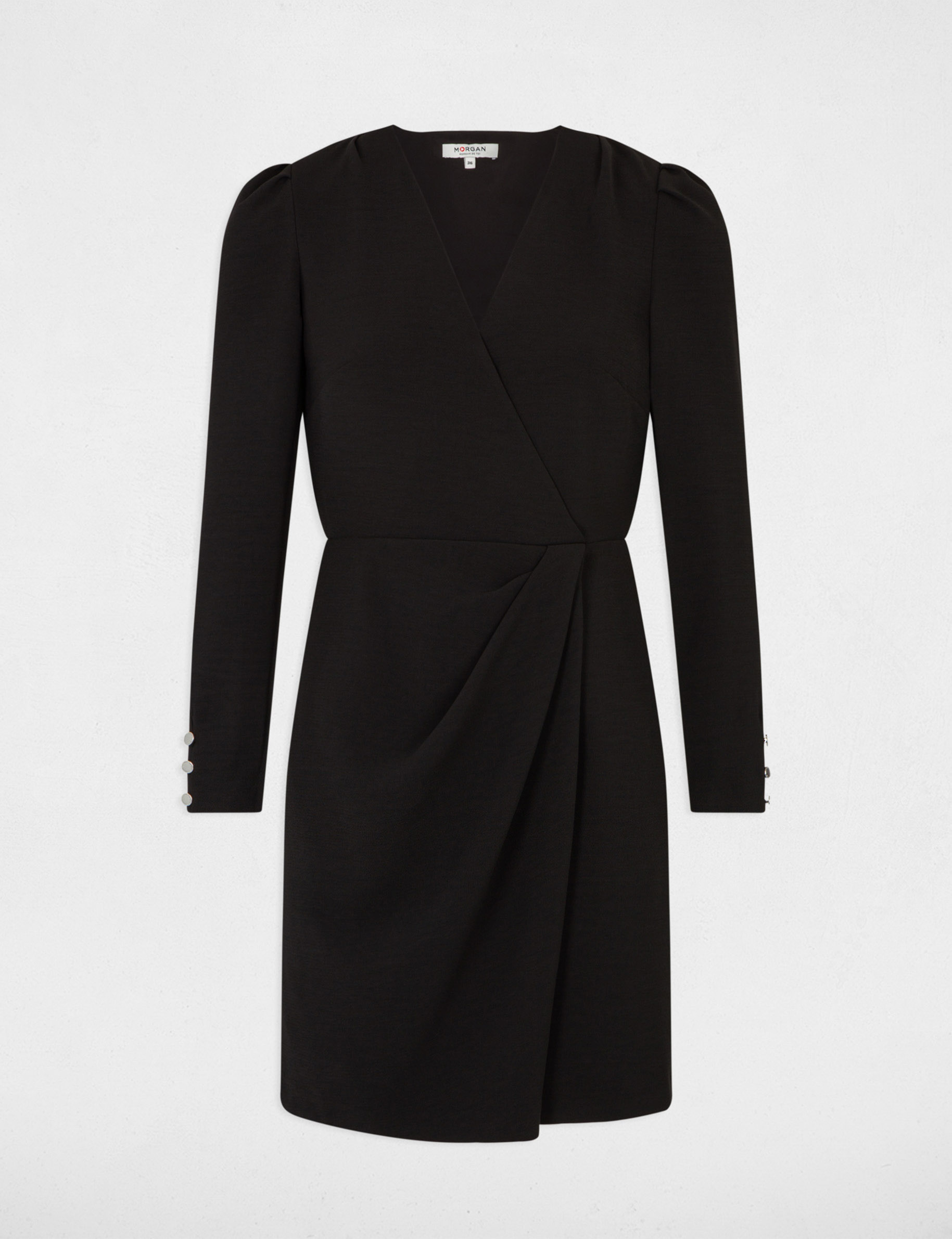 Ladies black sale wrap dress
