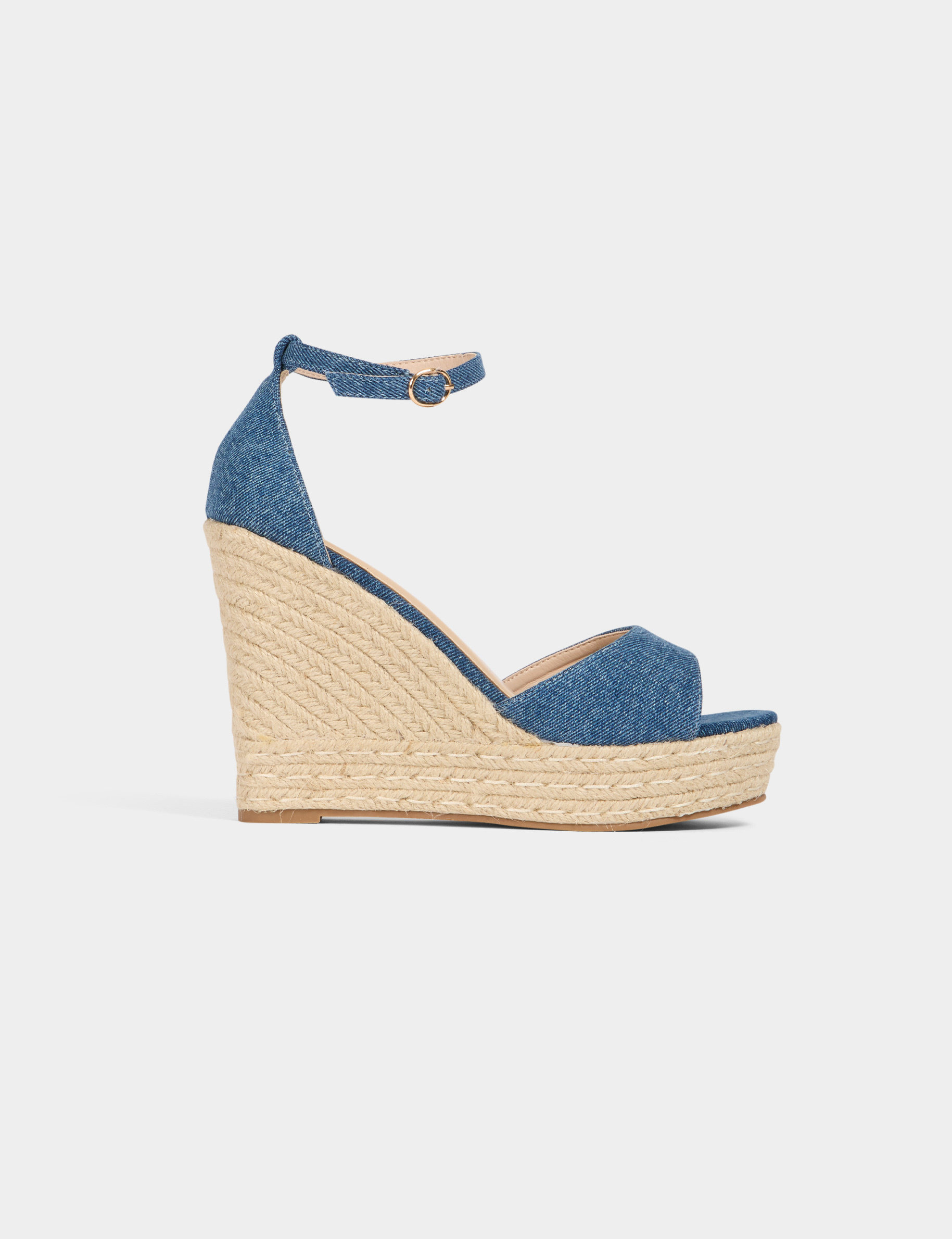 sandales compensees en jean denim brut femme Sandales compensées en jean denim brut femme