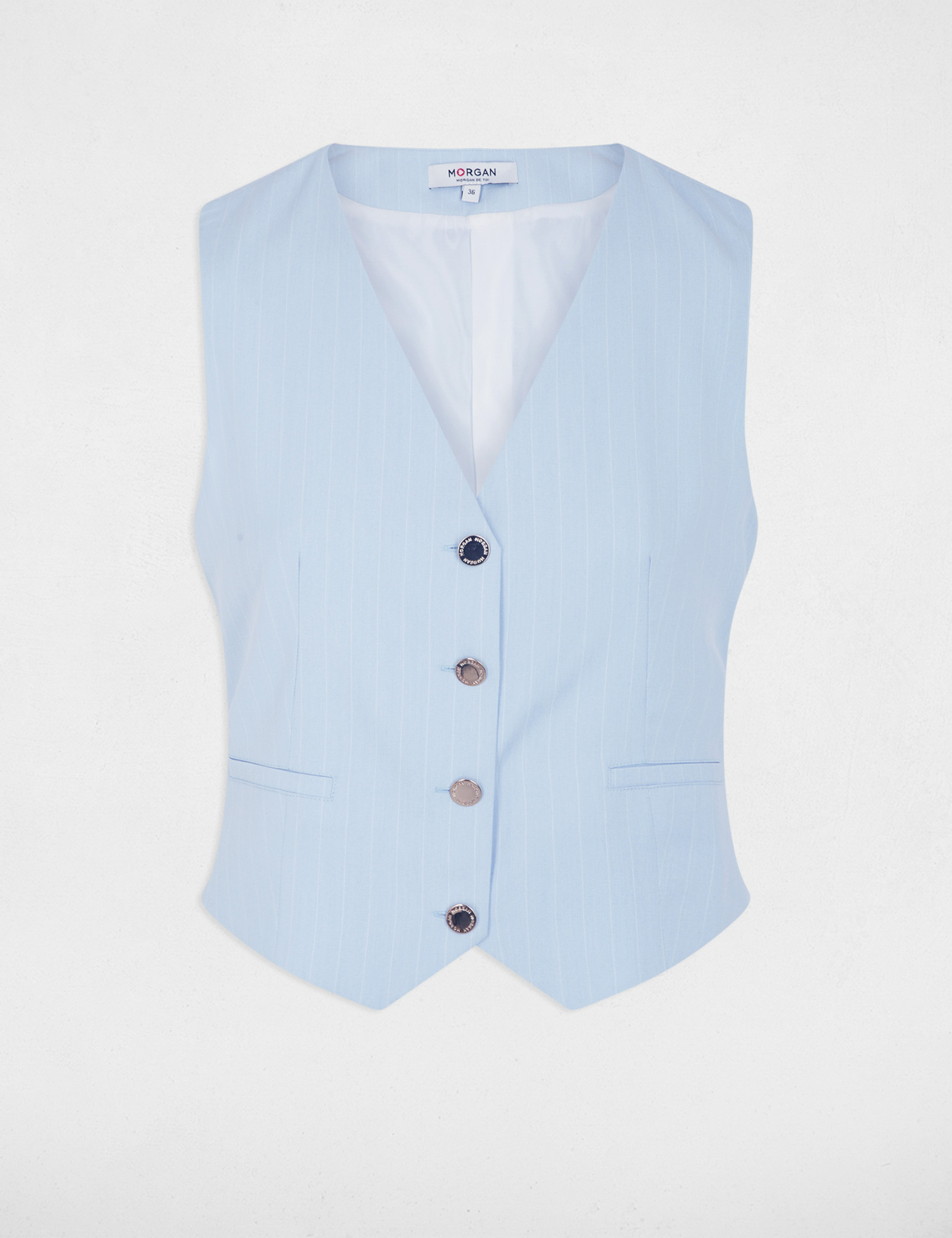 Striped V-neck cardigan sky blue women