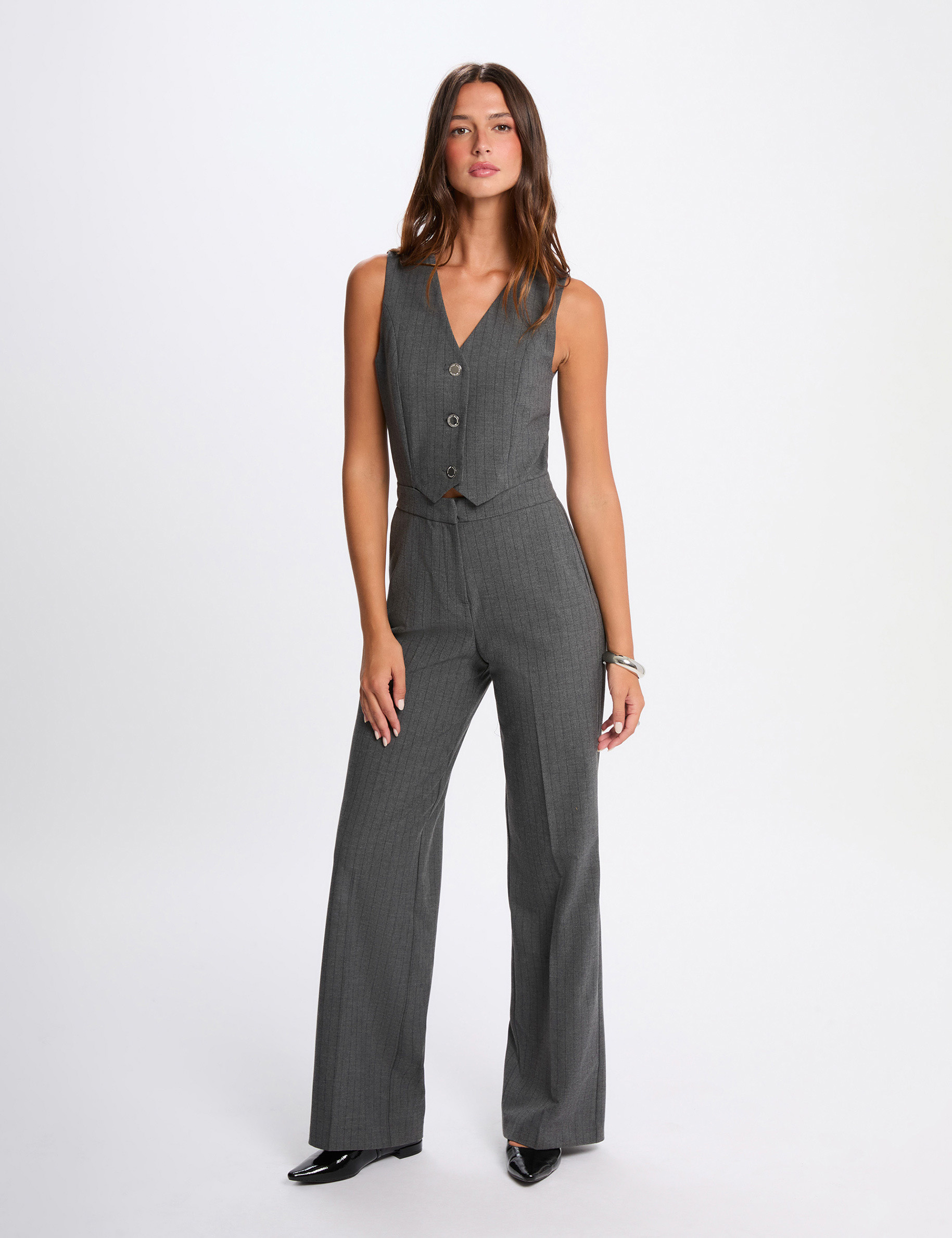 sleeveless fluid jumpsuit mid grey women Sleeveless fluid jumpsuit mid-grey women