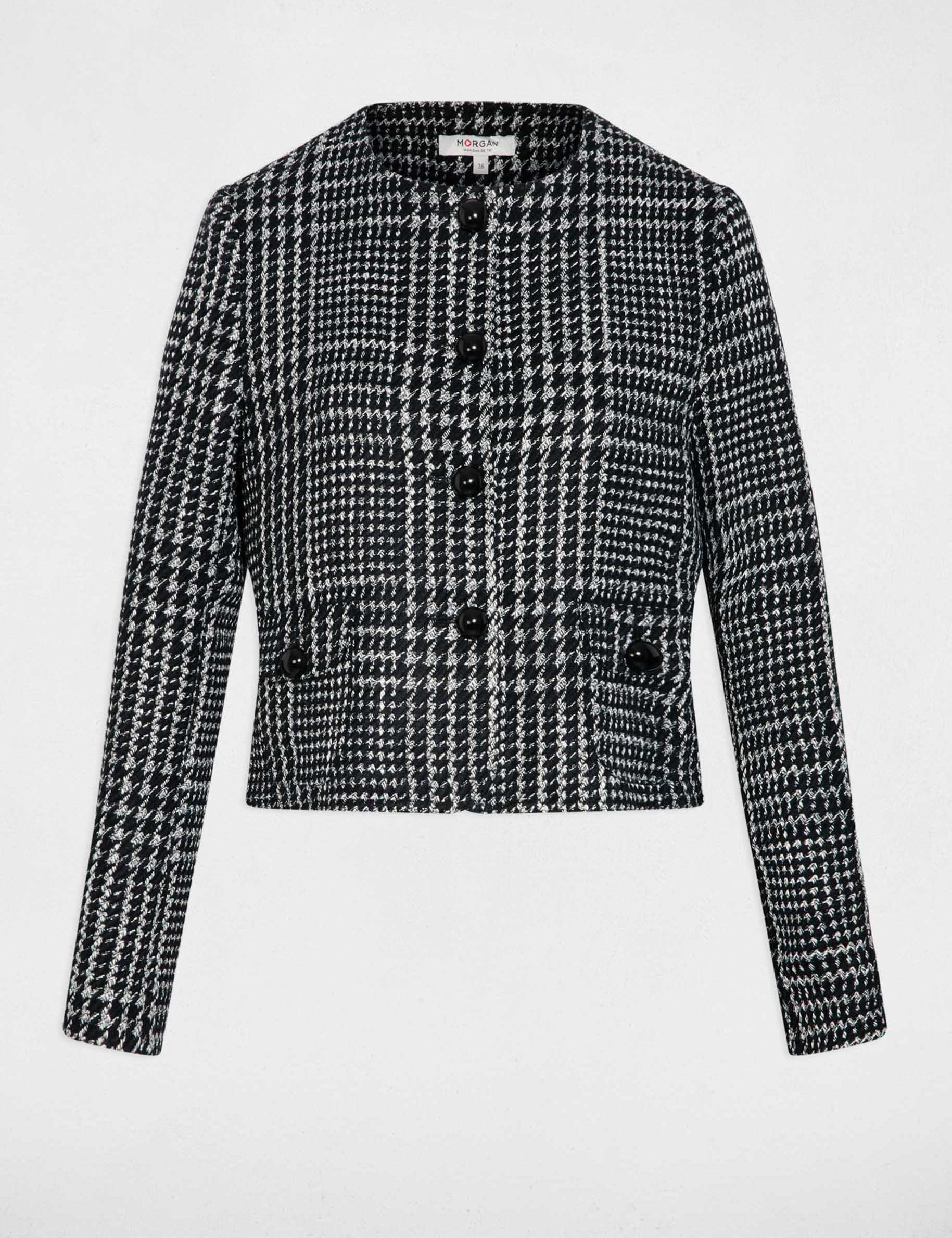 Tweed jacket with round neck multicolor women