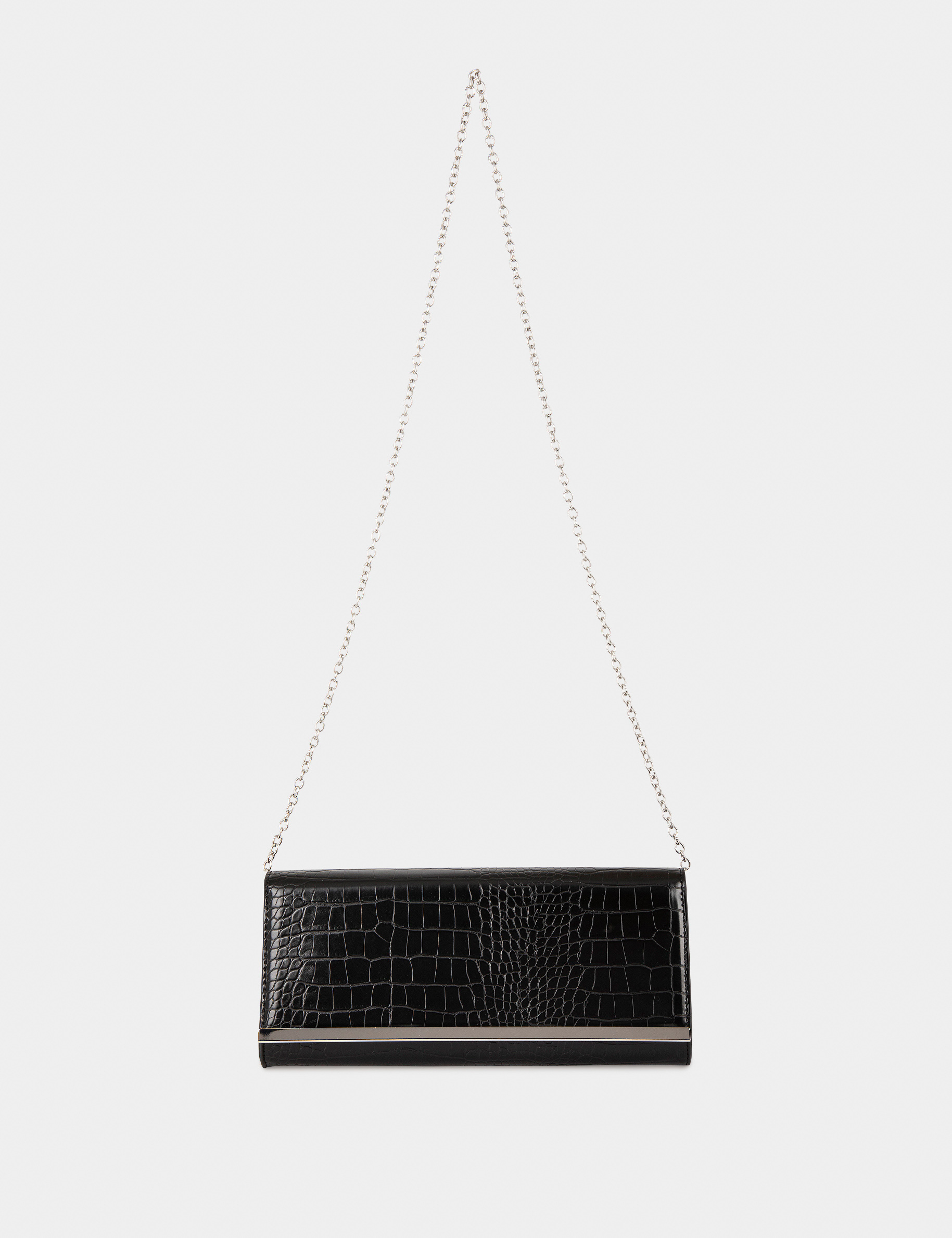 Clutch bag with croc effect black ladies'