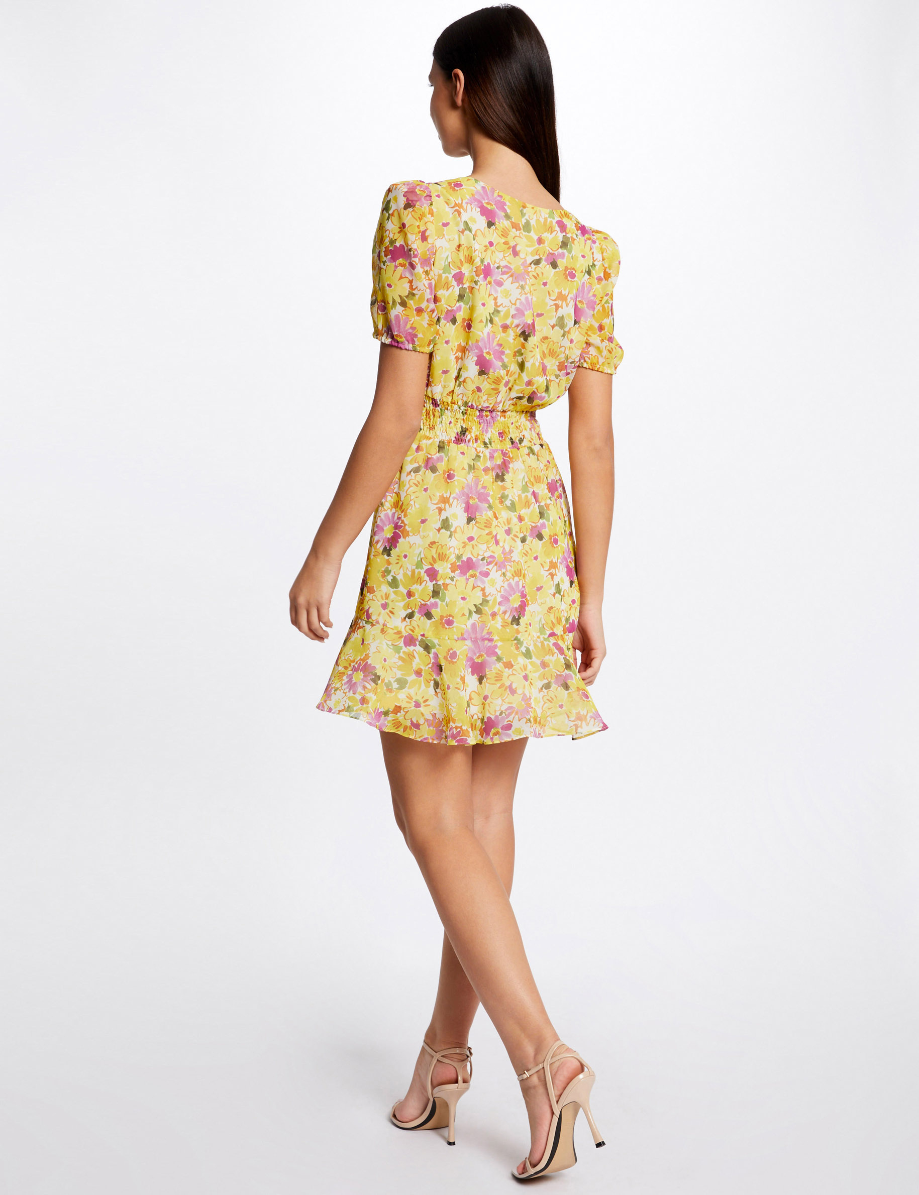 A-line dress ruffles and floral print multico ladies'