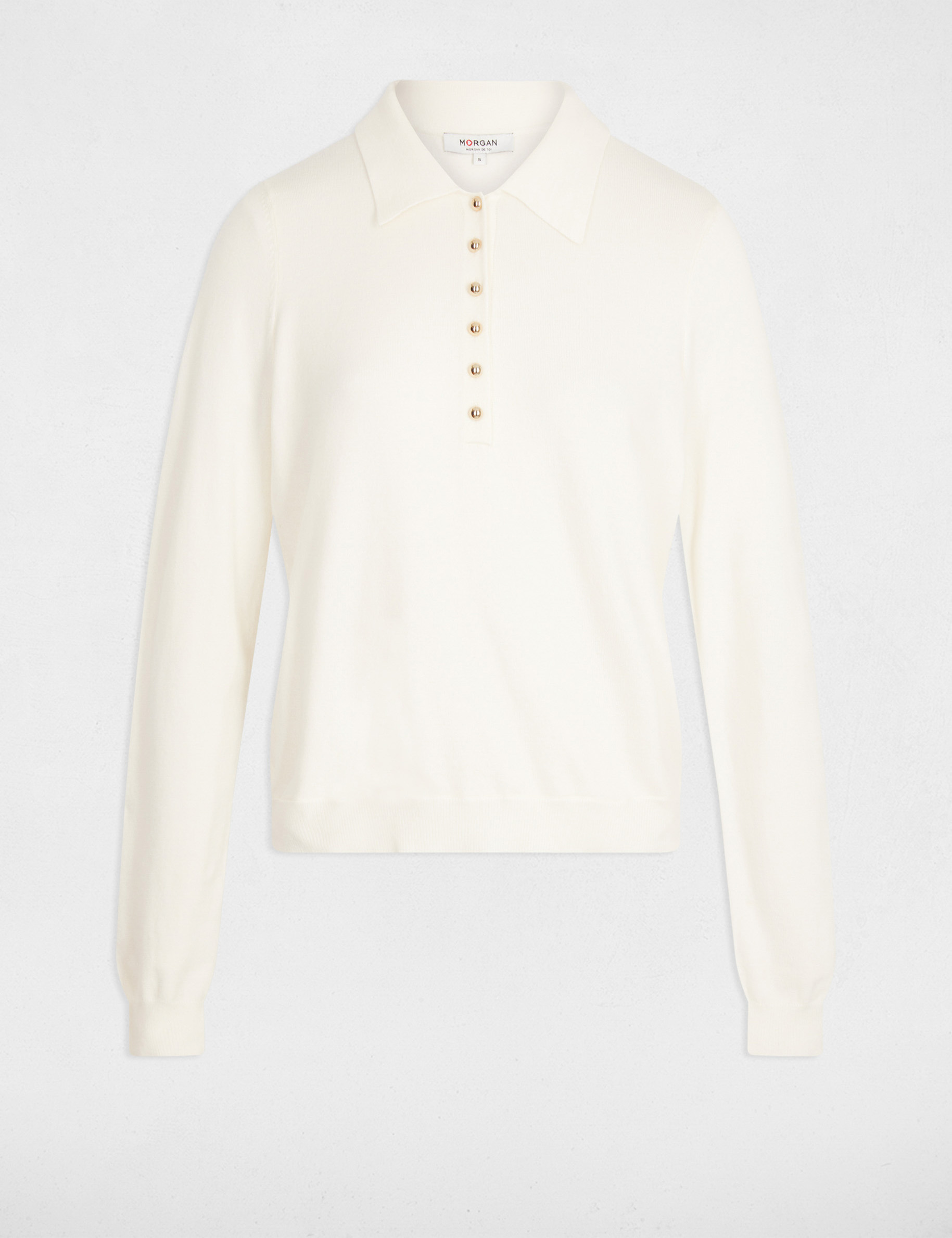 Jumper polo collar ivory women