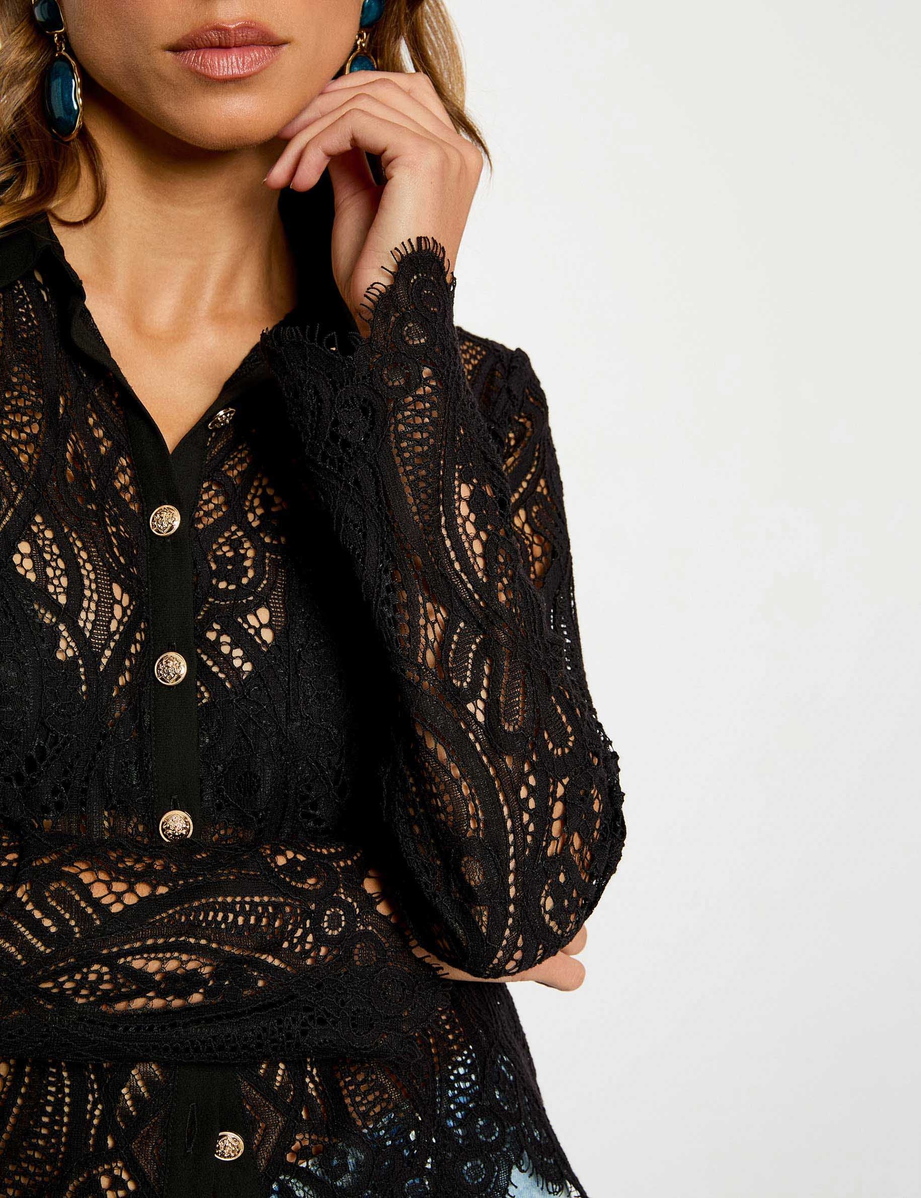 cropped lace shirt black women Cropped lace shirt black women
