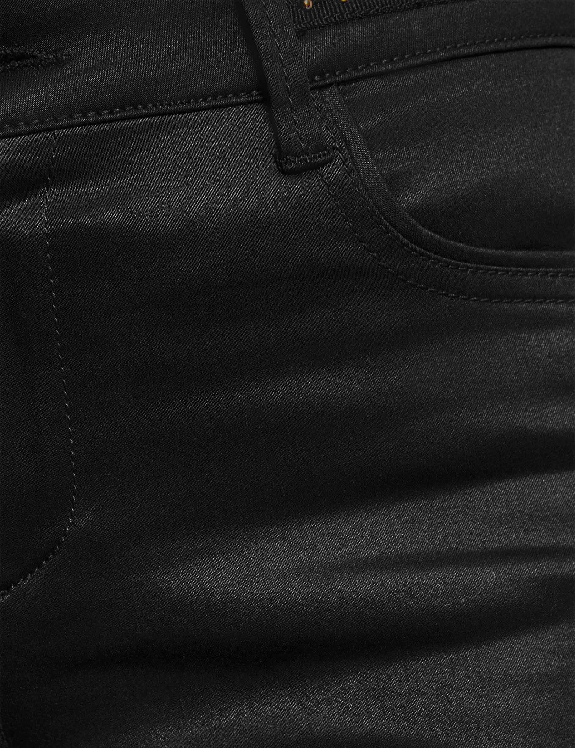 slim trousers wet effect black women null