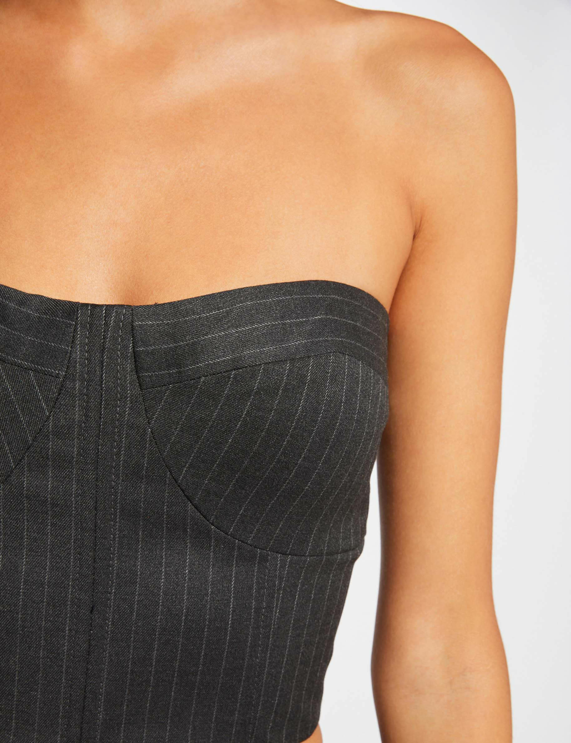 Sleveless bustier with stripes anthracite grey ladies'