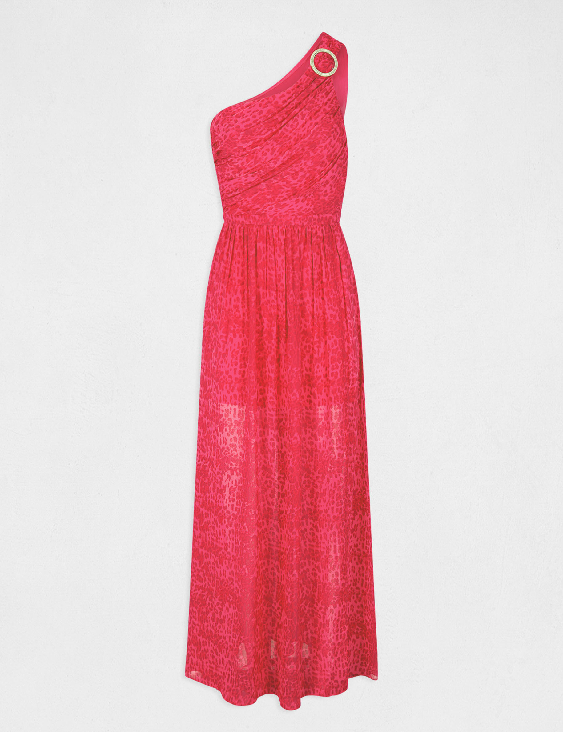 Maxi A-line dress with leopard print pink ladies' Maxi A-line dress with leopard print pink ladies'