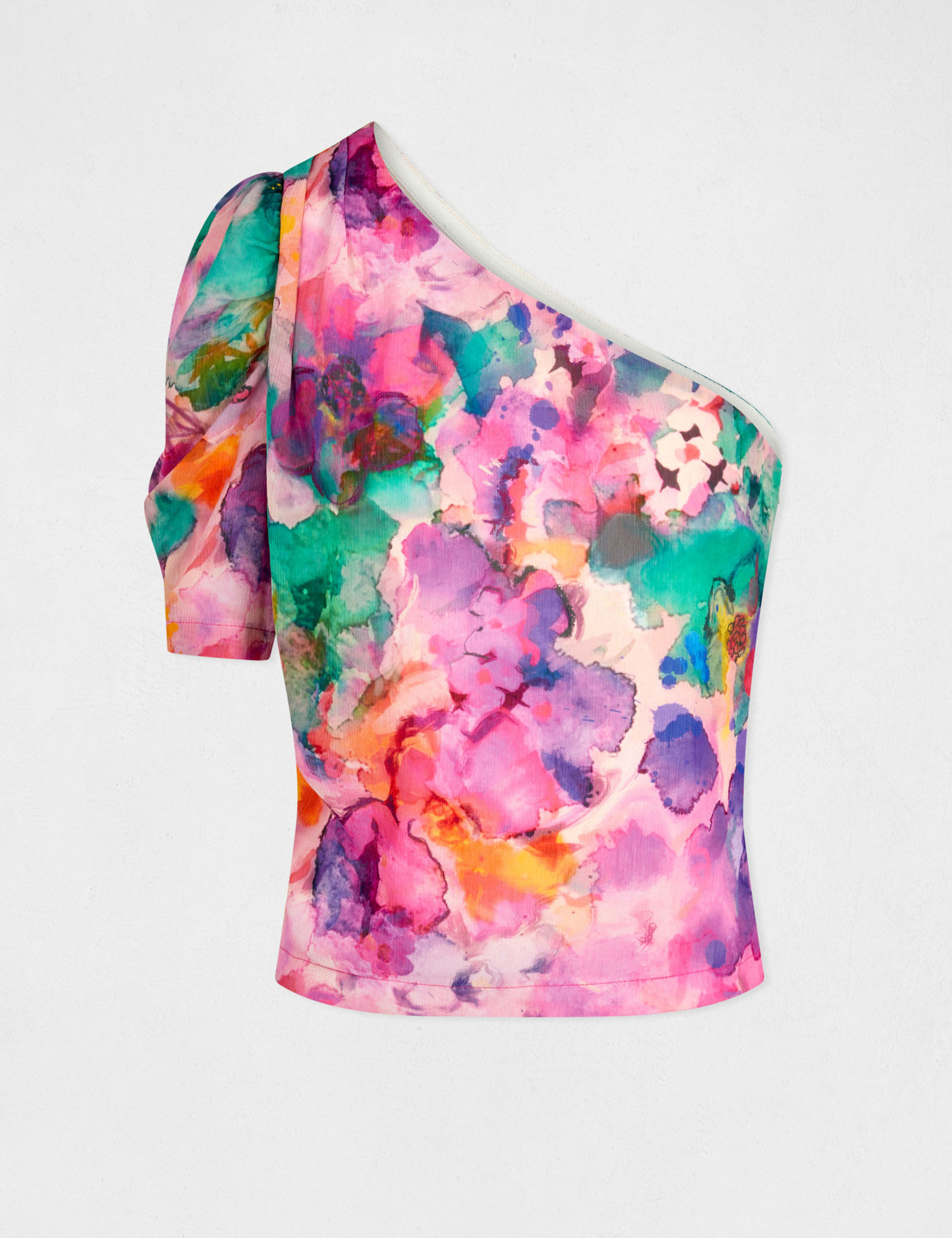 Asymmetrical blouse floral print multico ladies'