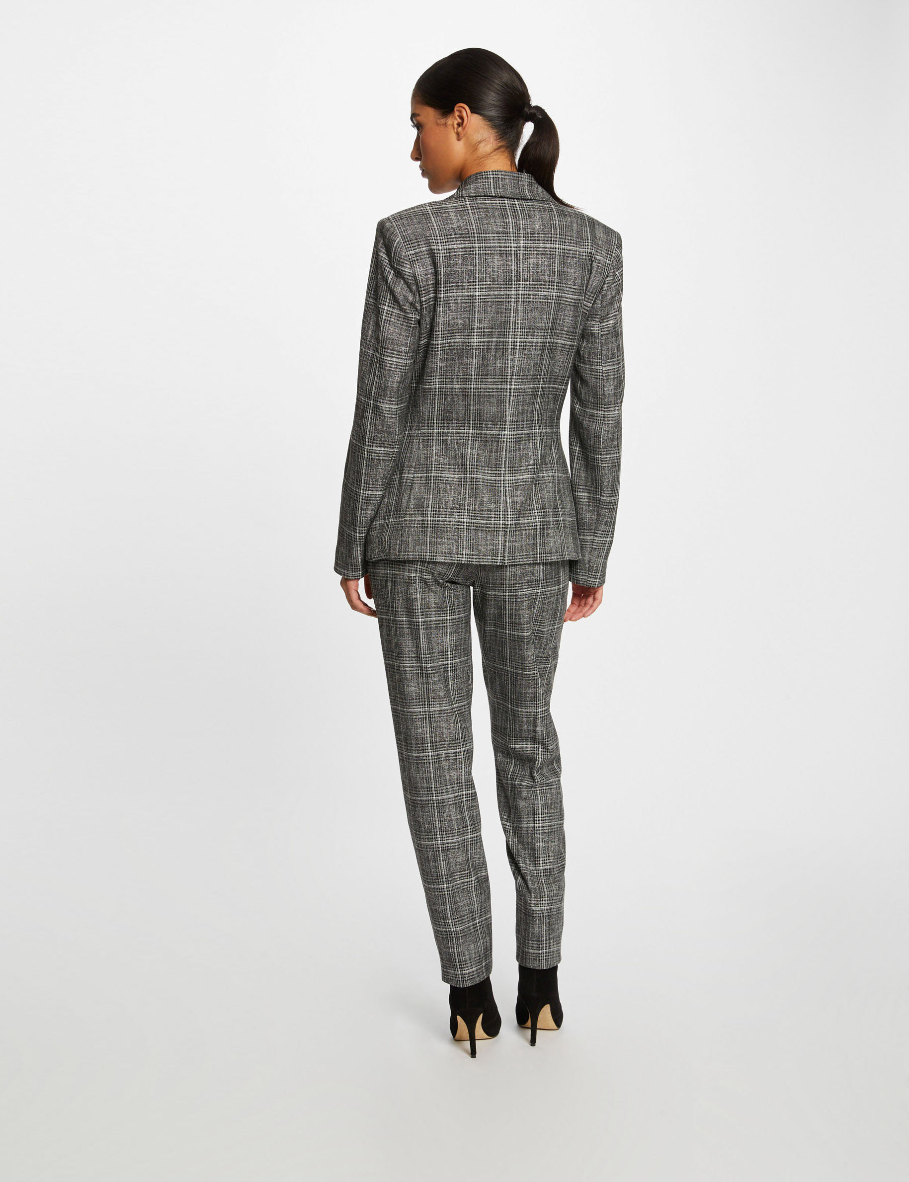 Checked straight city blazer mid-grey ladies' Checked straight city blazer mid-grey ladies'