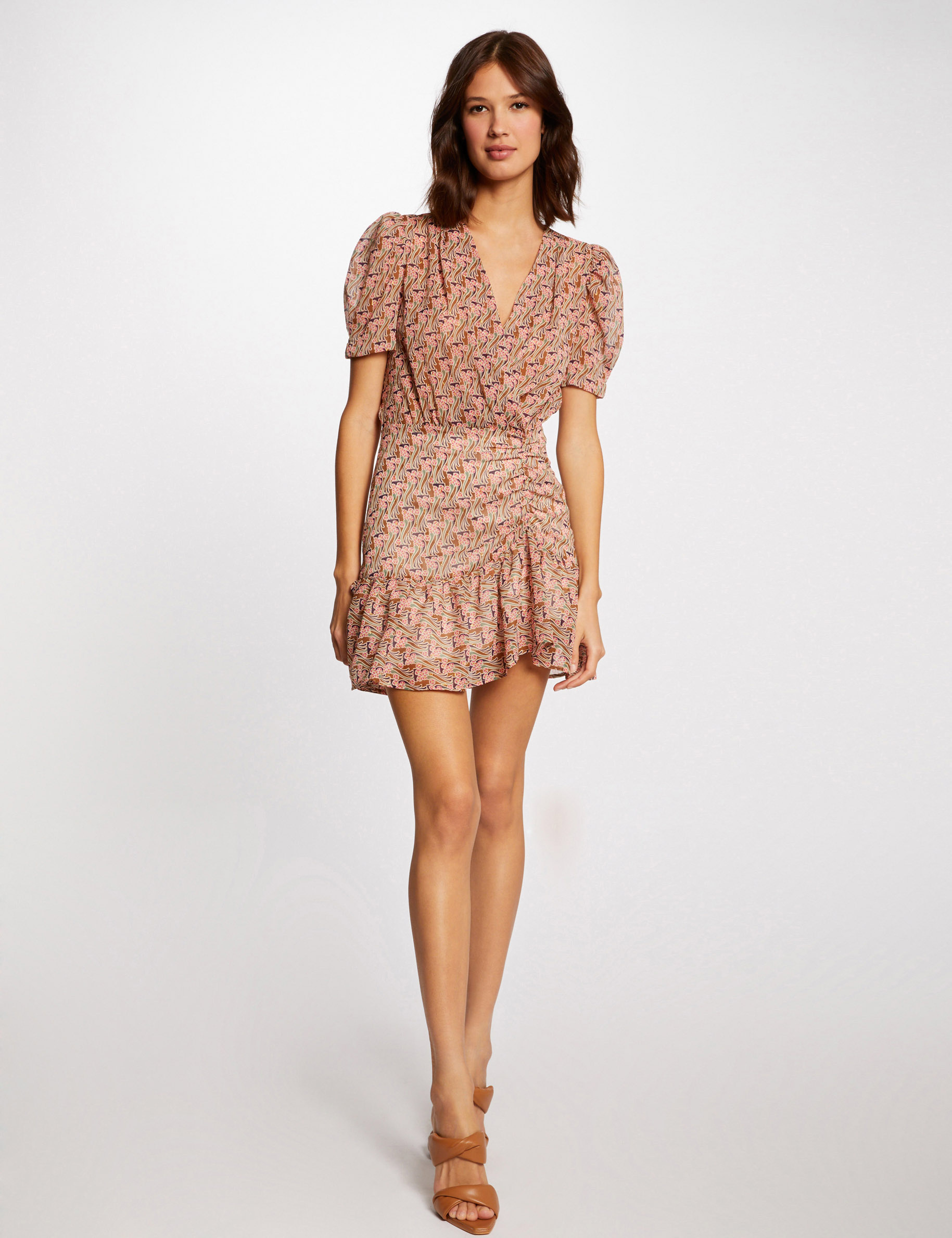 Fitted dress with vegetal print multico ladies'