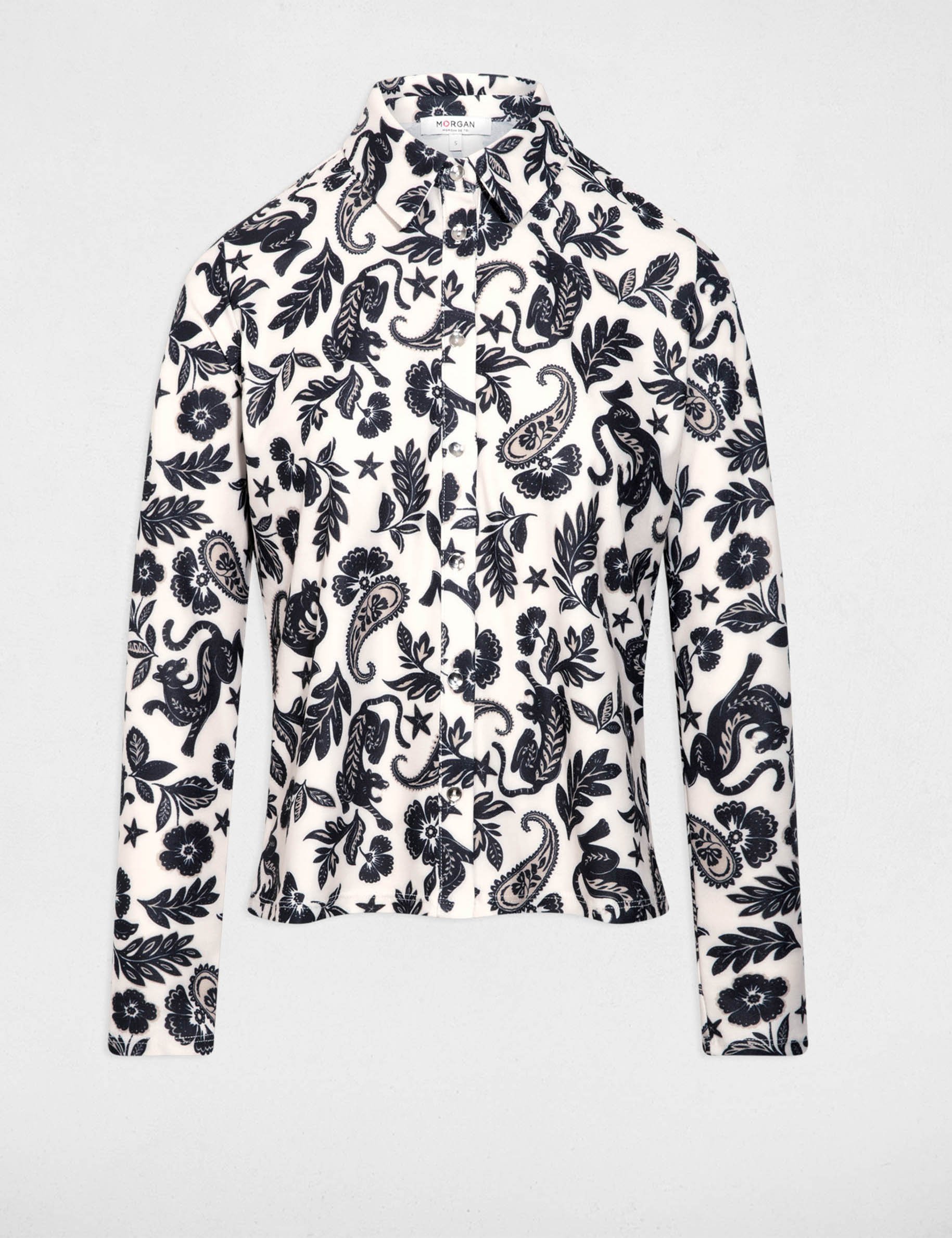 T-shirt with a turned-up collar white women