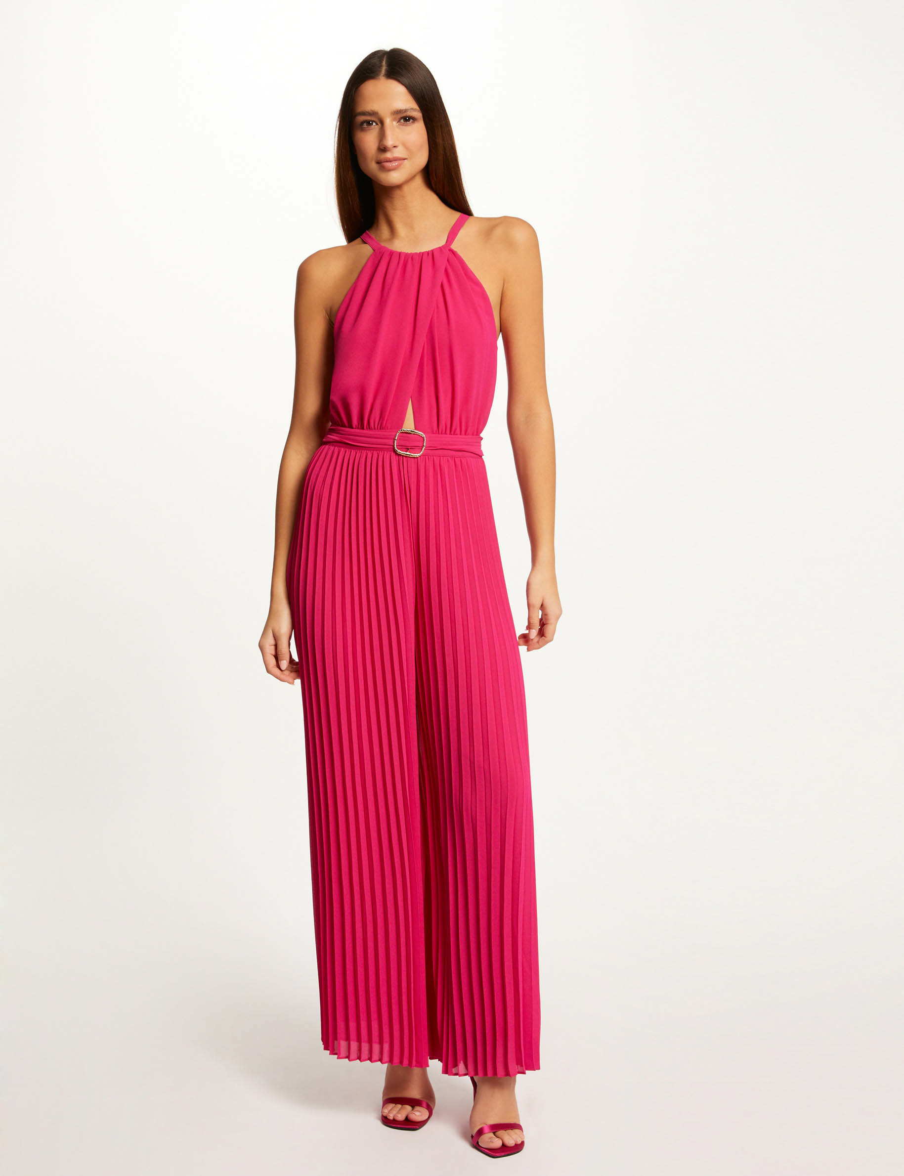Wide leg pleated jumpsuit ladies' Wide leg pleated jumpsuit ladies'