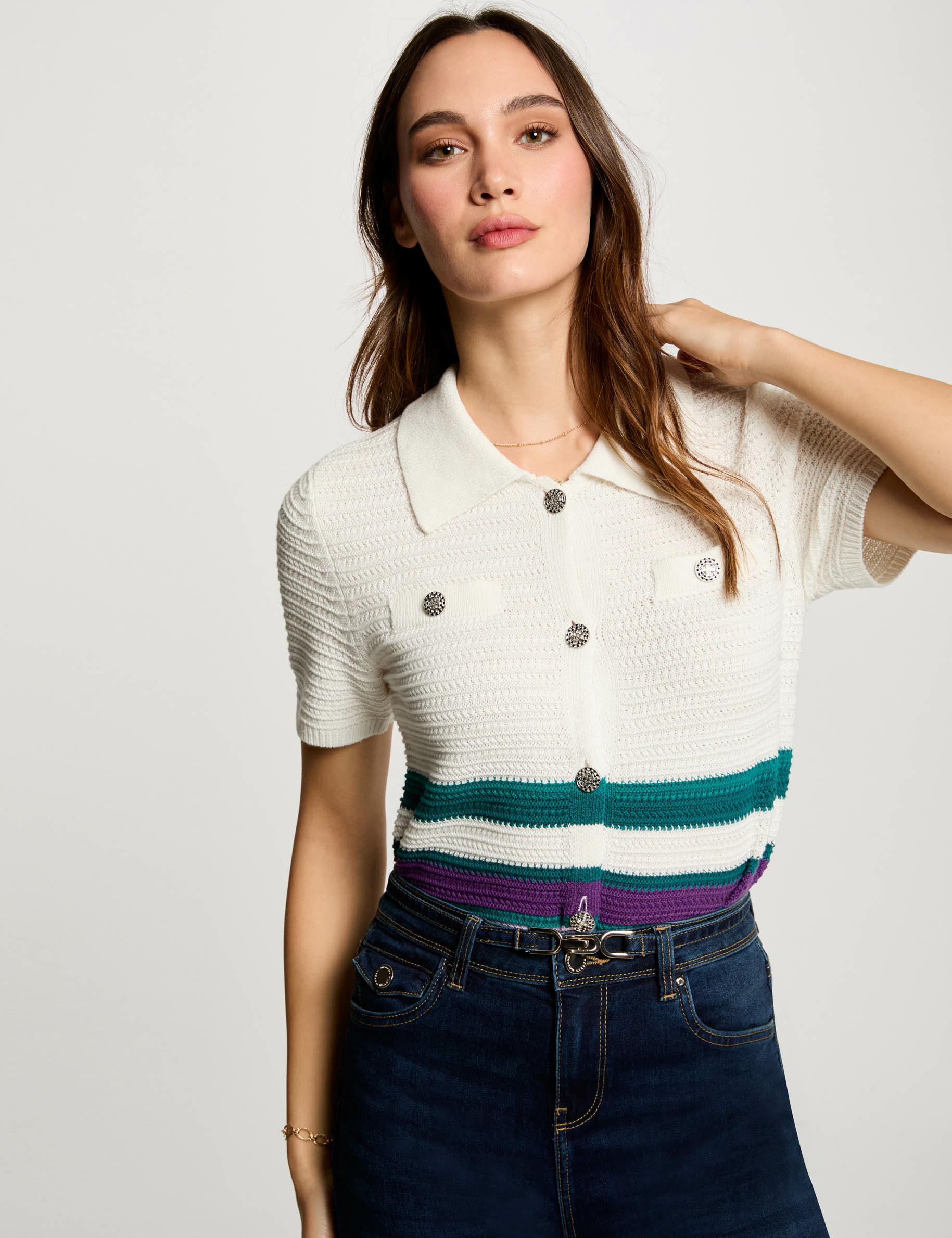 gilet col a revers multicolore femme Gilet col à revers multicolore femme
