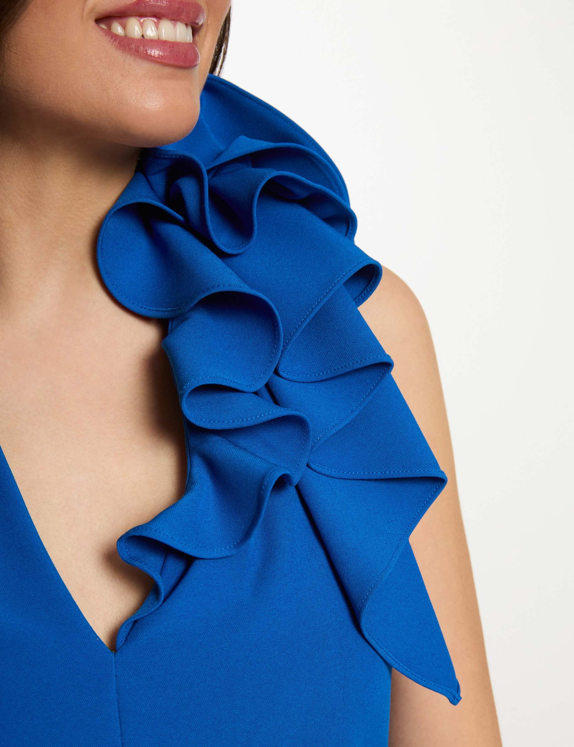 jumpsuit with ruffles electric blue women Jumpsuit with ruffles electric blue women