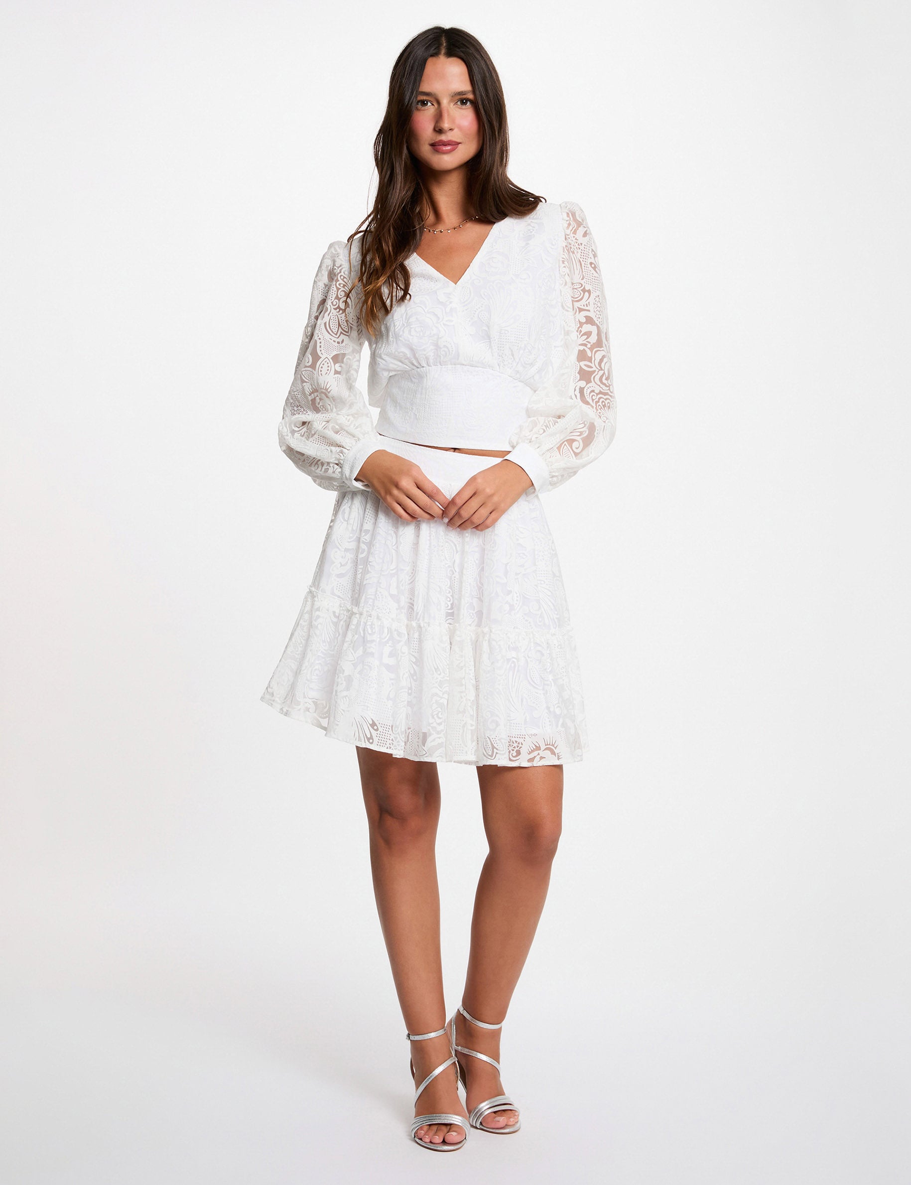 Flared short skirt white women