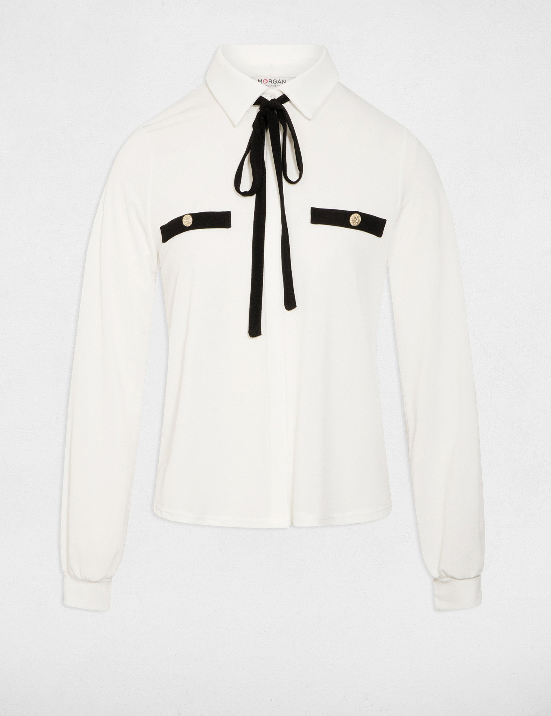 T-shirt col à revers blanc femme