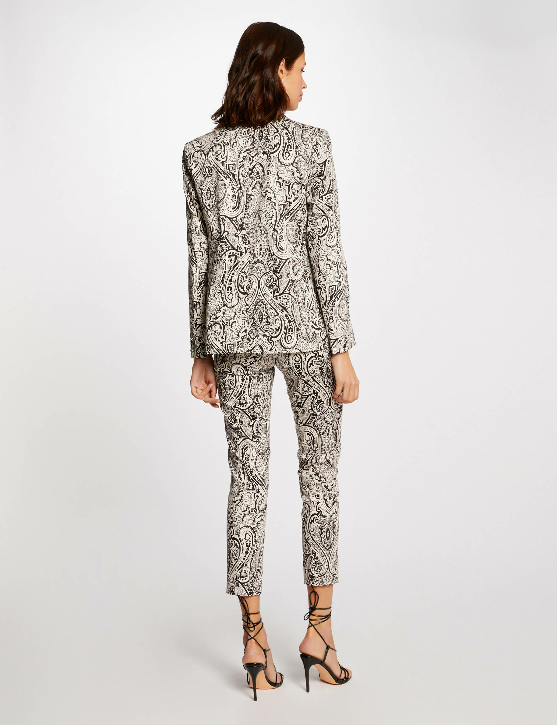 Fitted trousers with paisley print black ladies' Fitted trousers with paisley print black ladies'