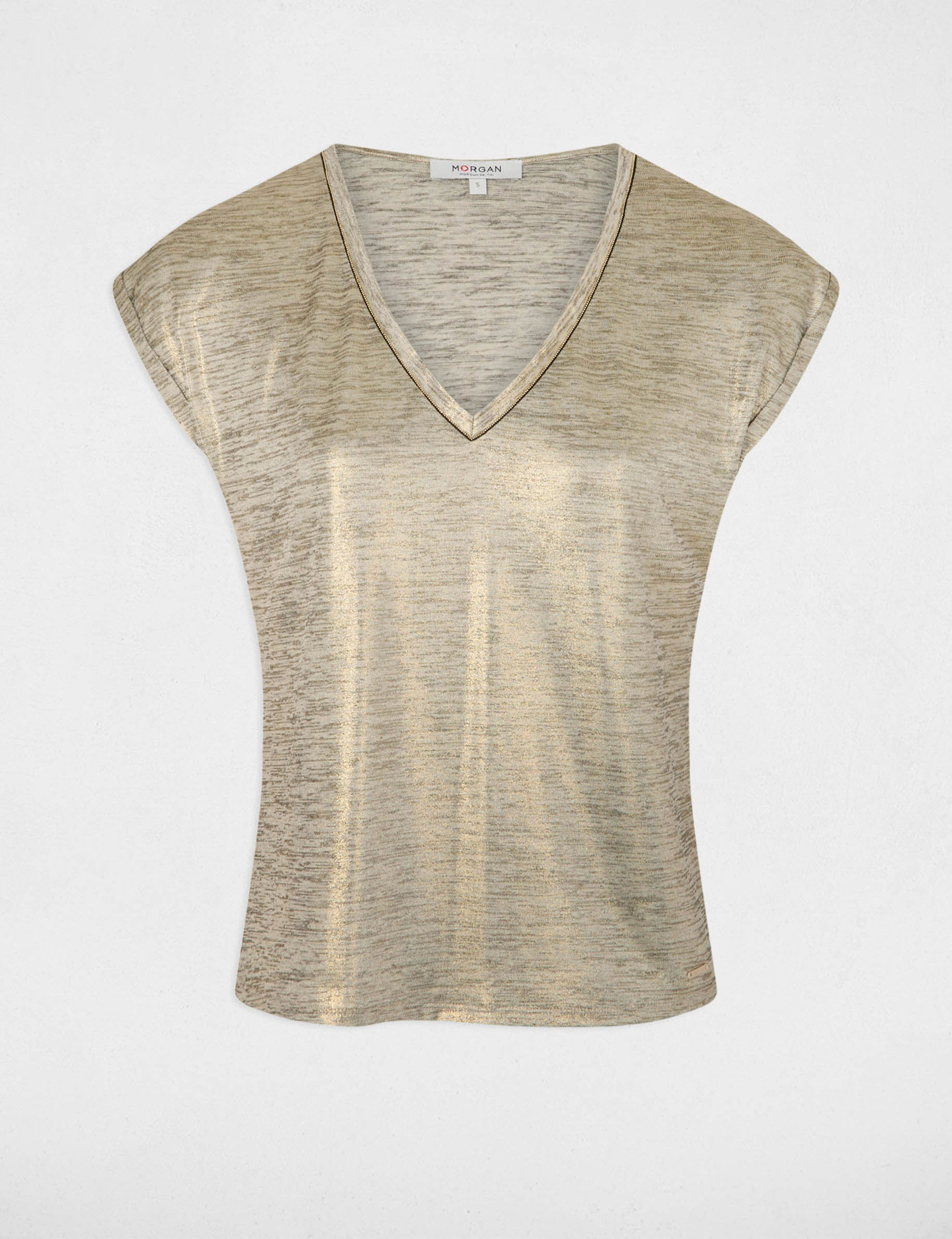 Short sleeved t shirt gold women Morgan