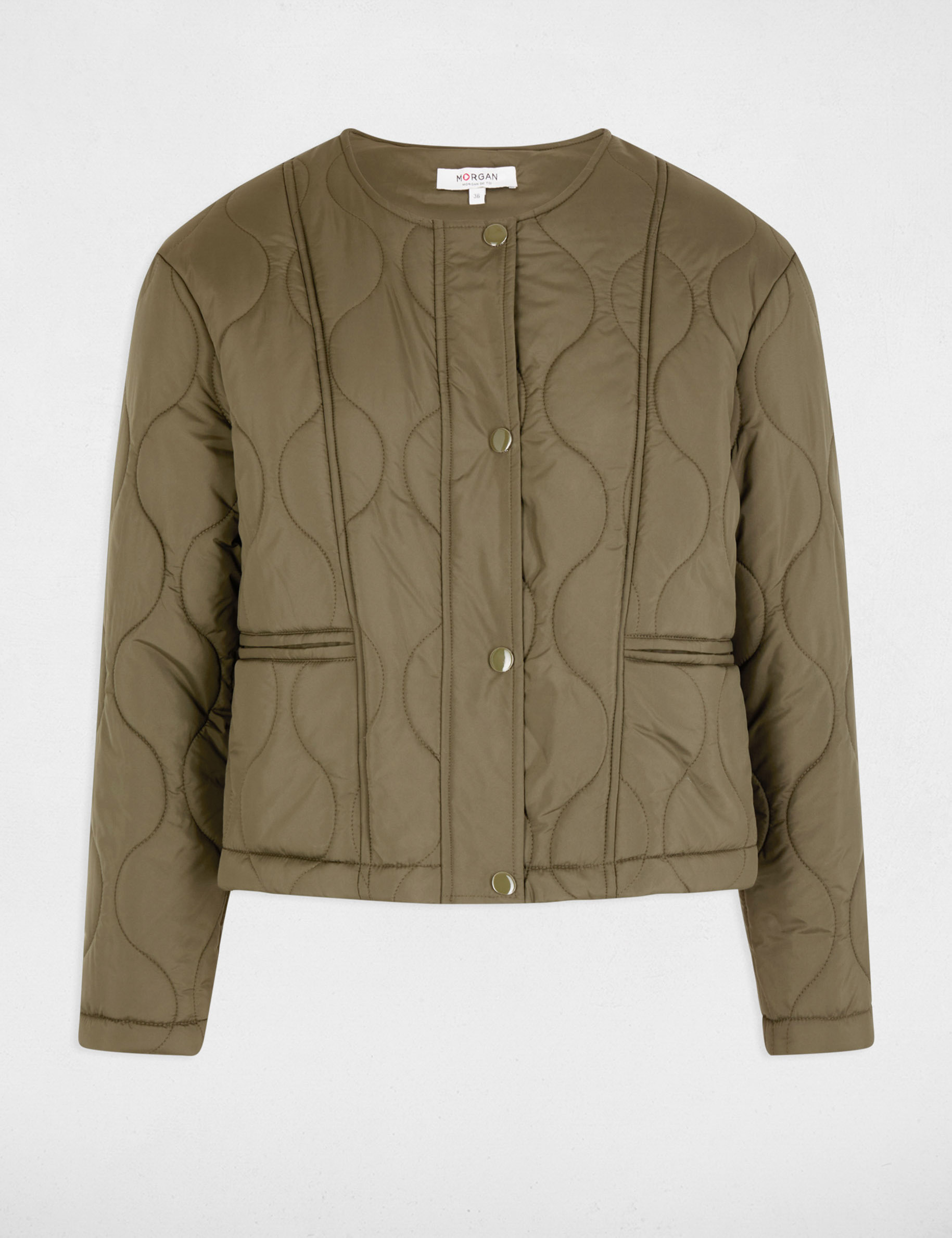 Short padded jacket khaki green women Morgan