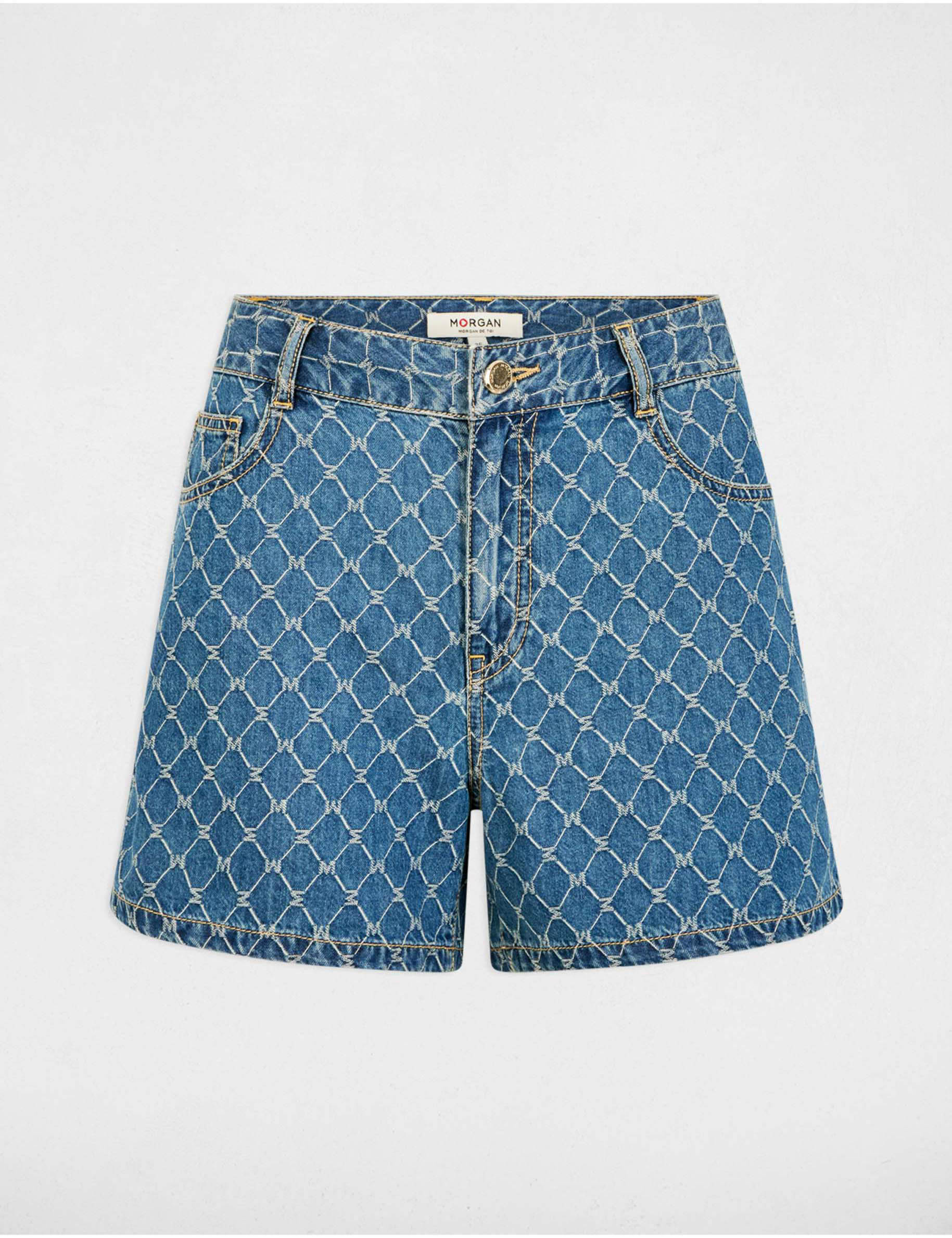 High waist denim shorts stone wash denim women