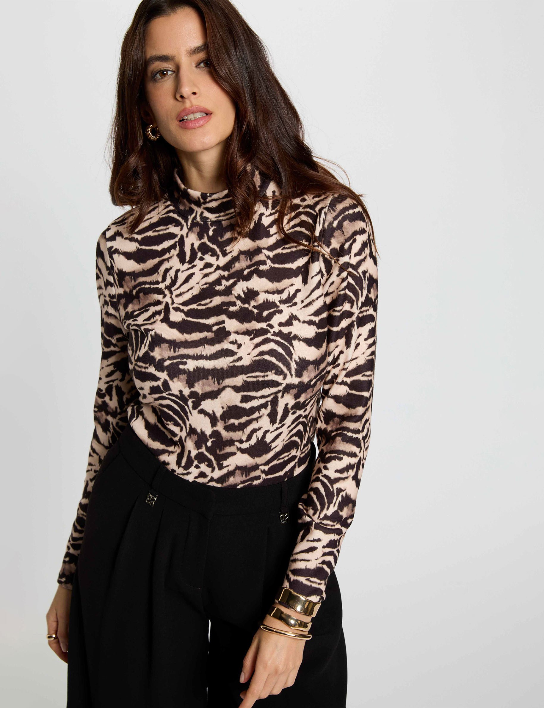 Fitted high neck t-shirt multicolor women