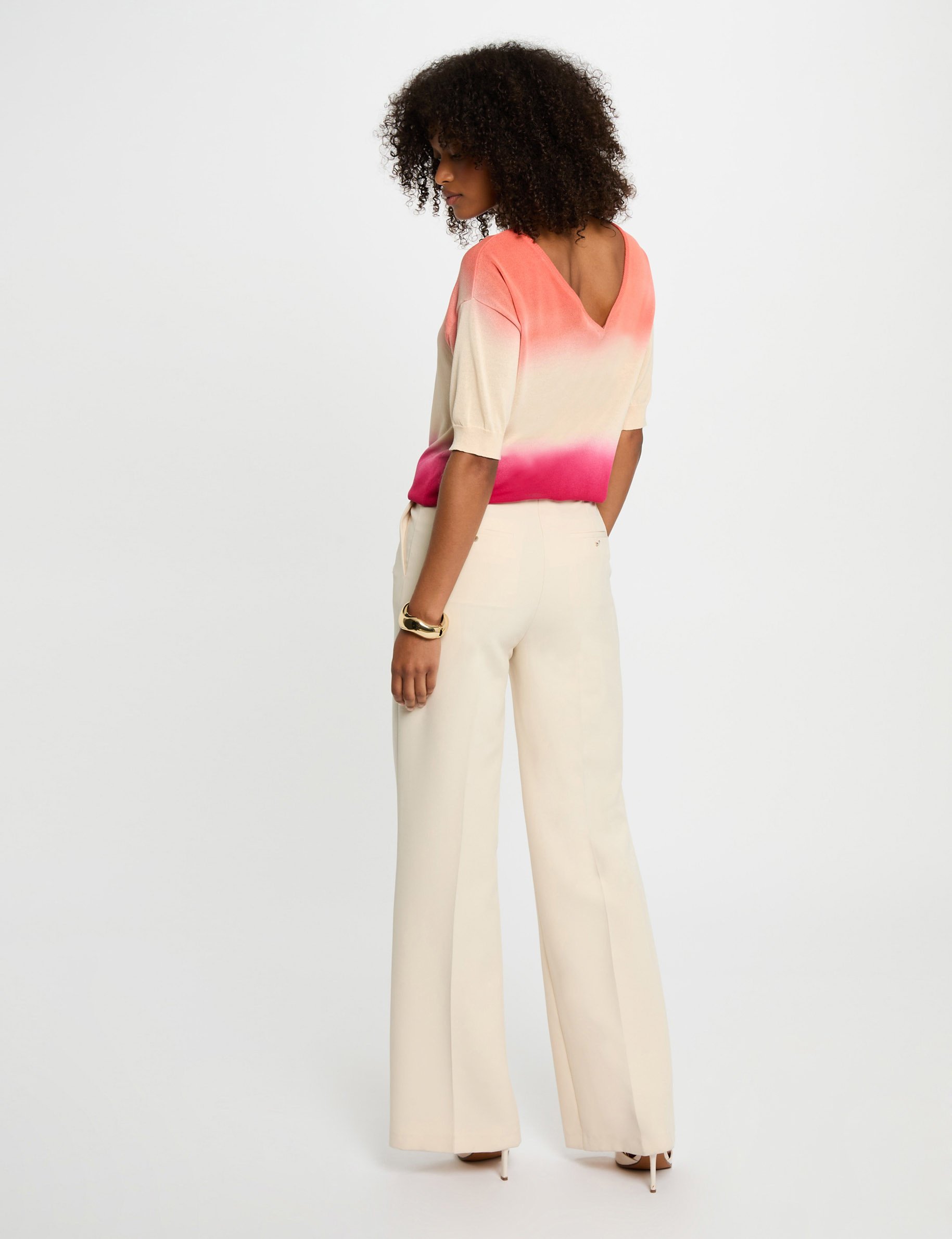 pantalon large a pinces creme femme Pantalon large à pinces creme femme