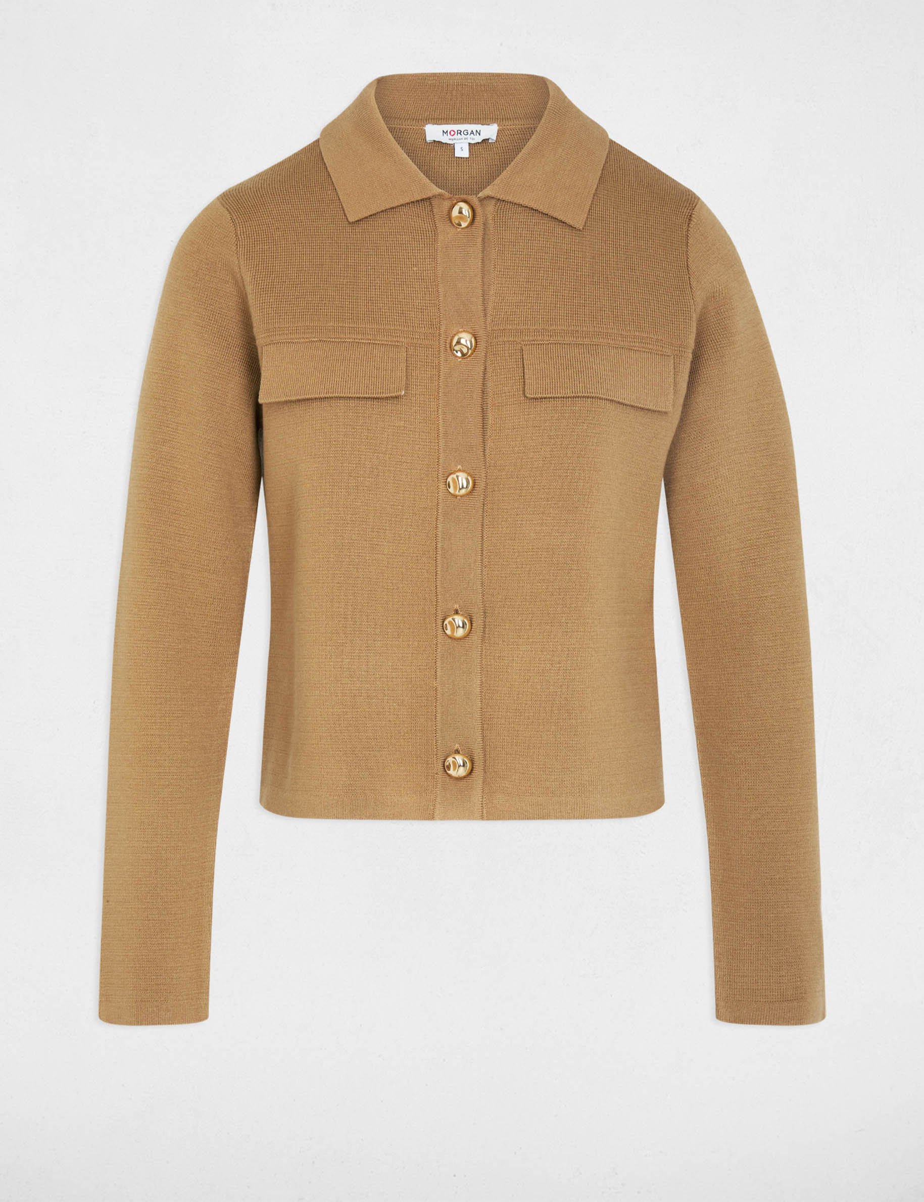 Long-sleeved cardigan camel women