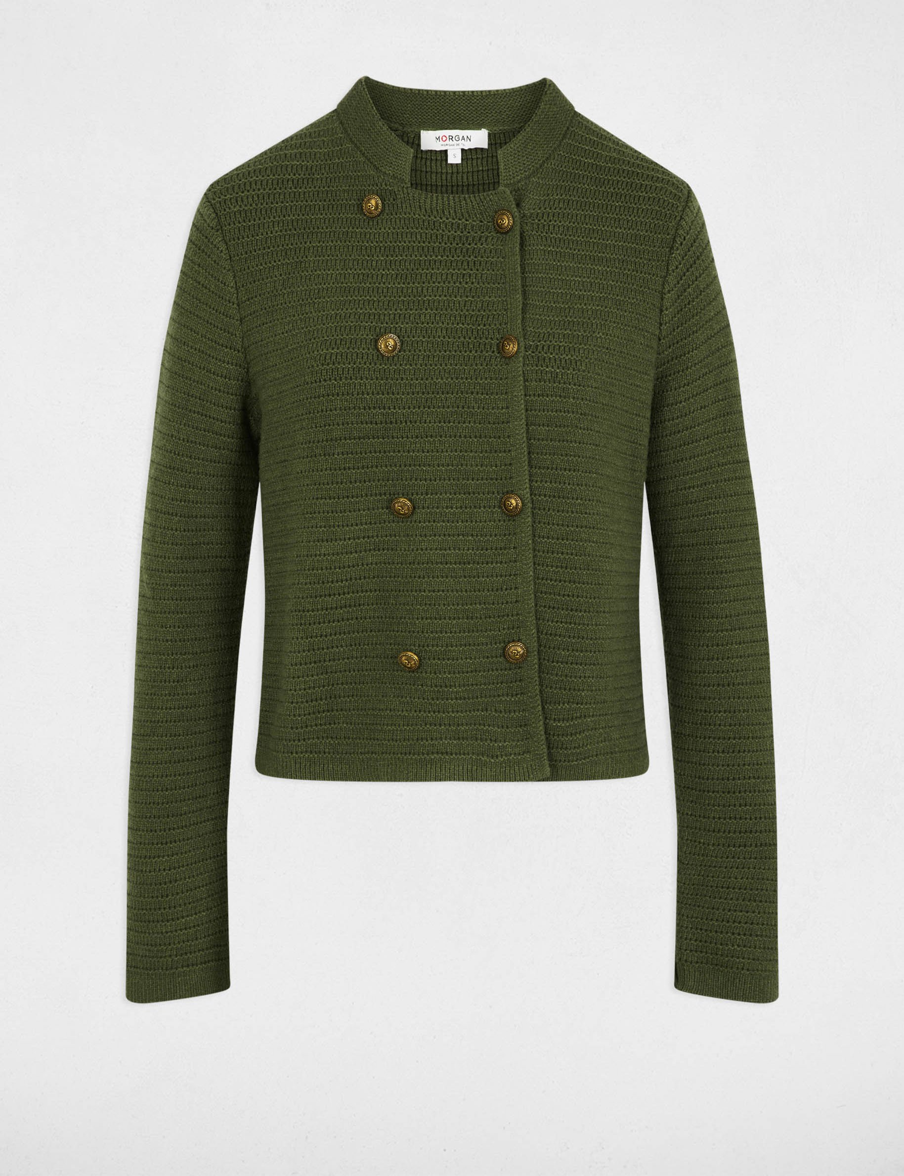 Cropped buttoned jacket khaki green women